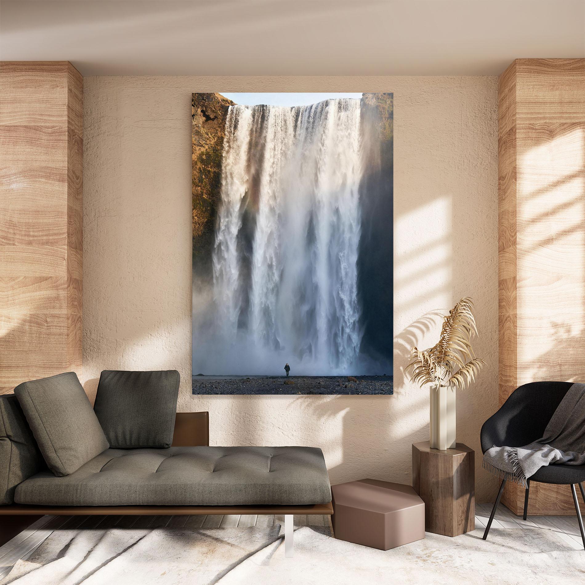 Leinwandbild Small Man Waterfall mockup 8