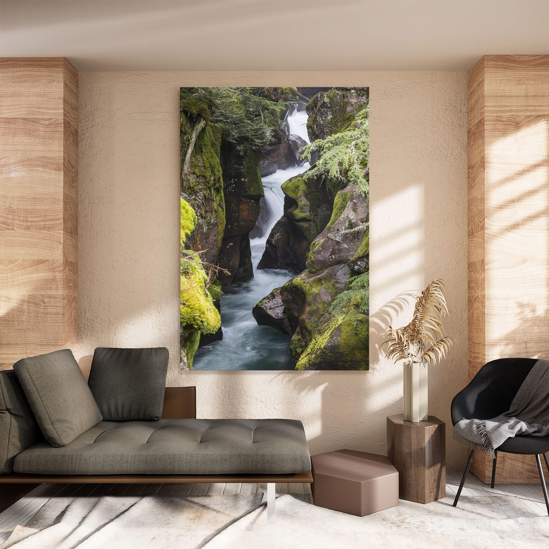 Leinwandbild Water Falling Forest mockup 8