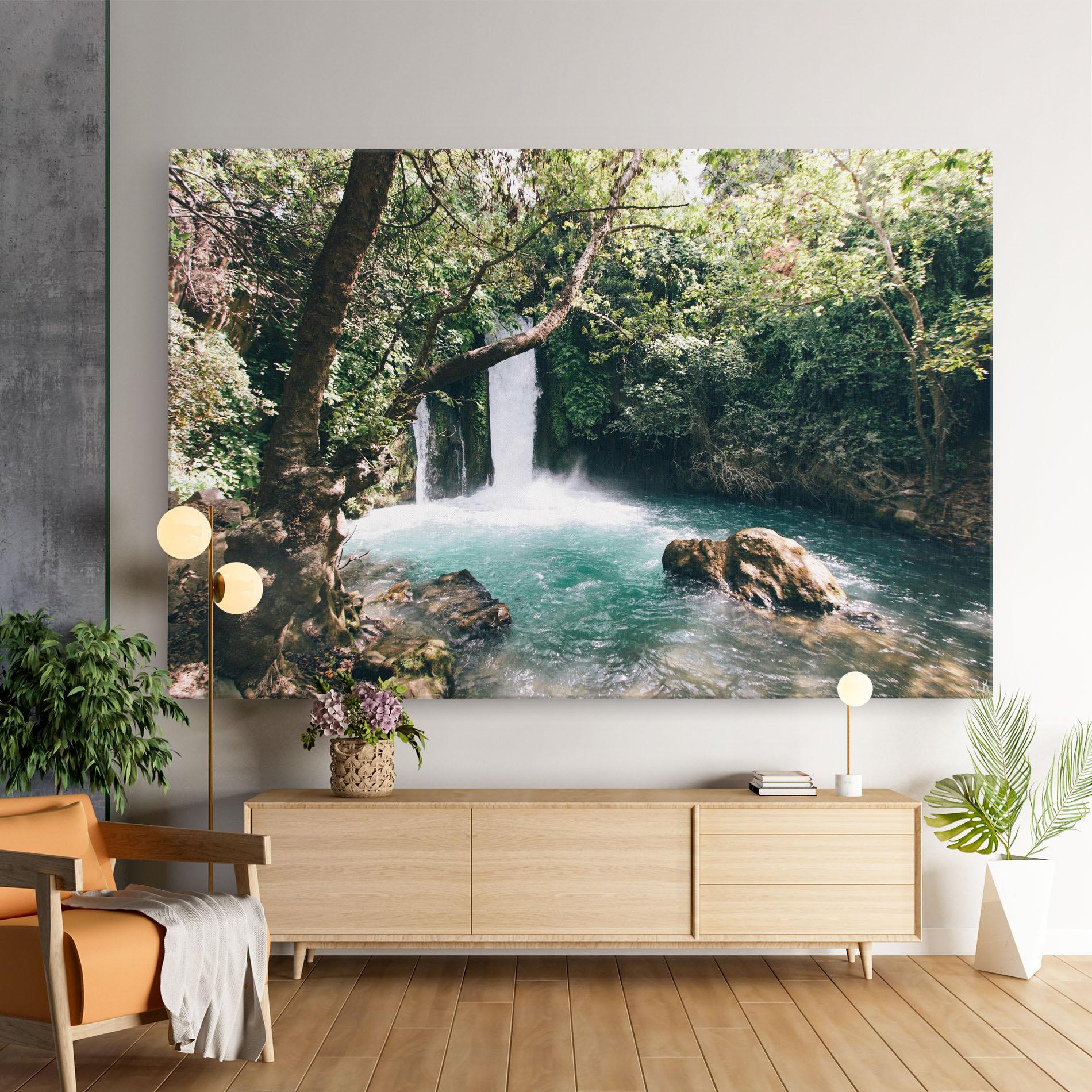 Leinwandbild Beautiful Blue Waterfall mockup 9