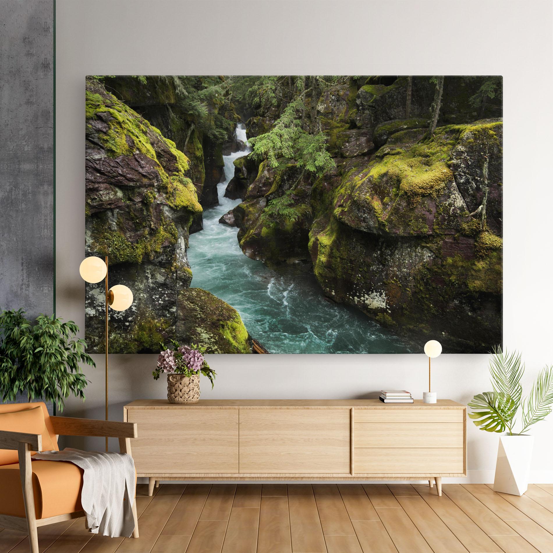 Leinwandbild Blue Majestic Waterfall mockup 9