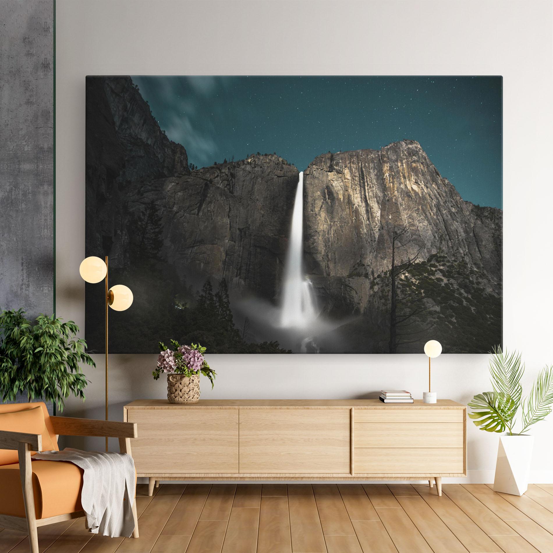 Leinwandbild Dark Blue Sky Waterfall mockup 9