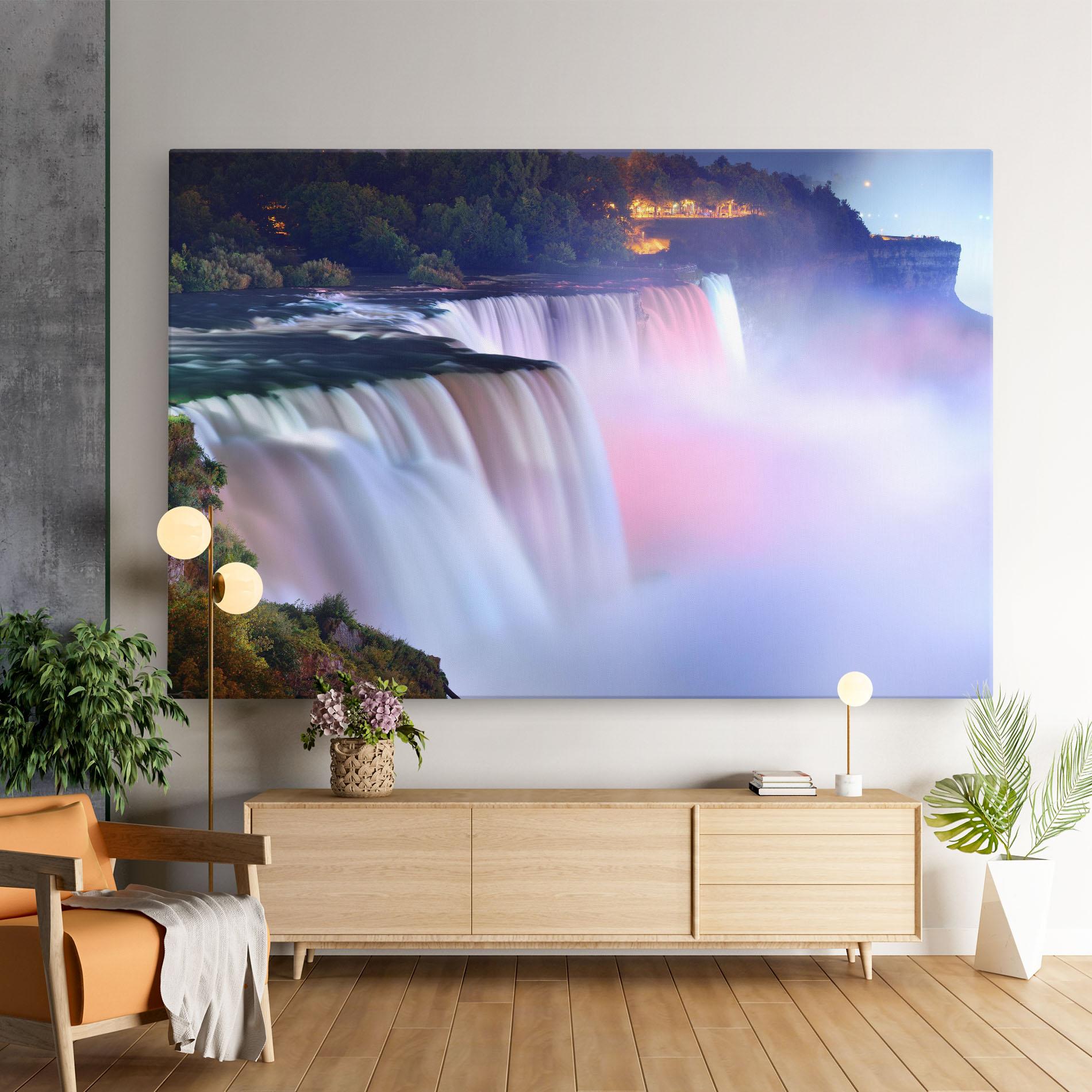 Leinwandbild Dreamy Purple Waterfall mockup 9