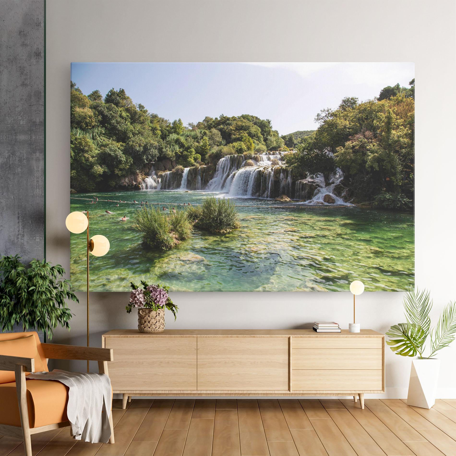 Leinwandbild Green Waterfall mockup 9
