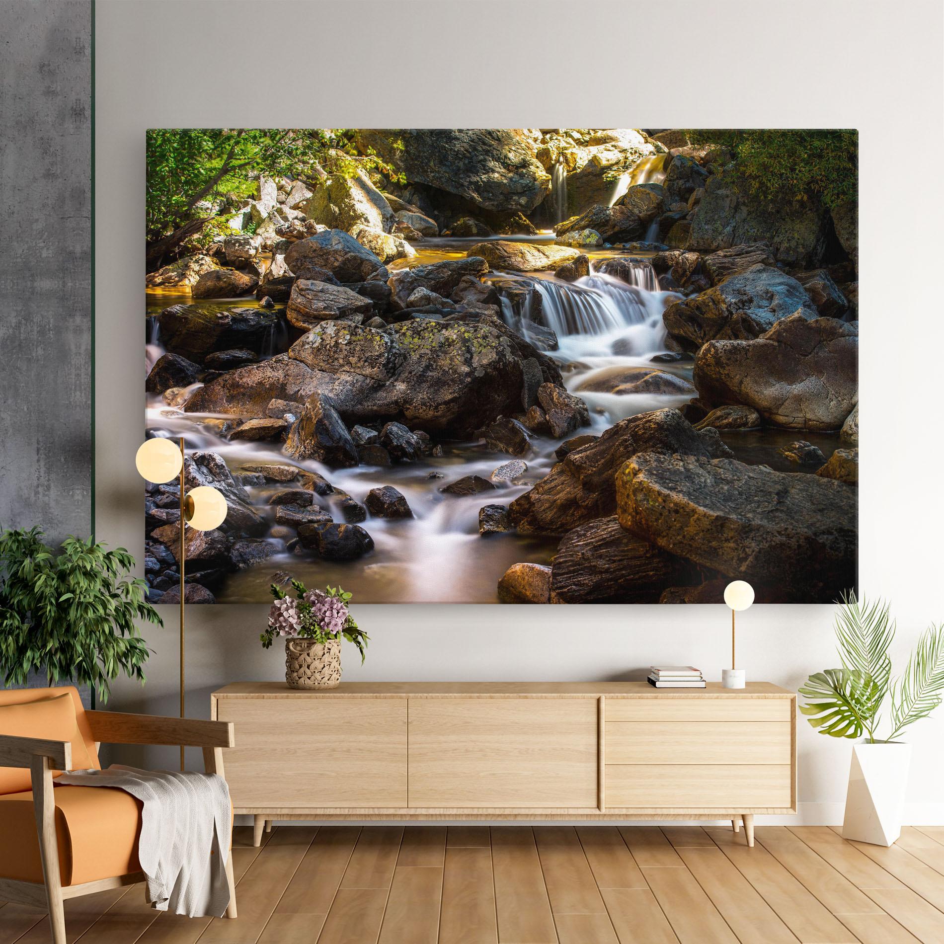 Leinwandbild Nature Rocks Waterfall mockup 9