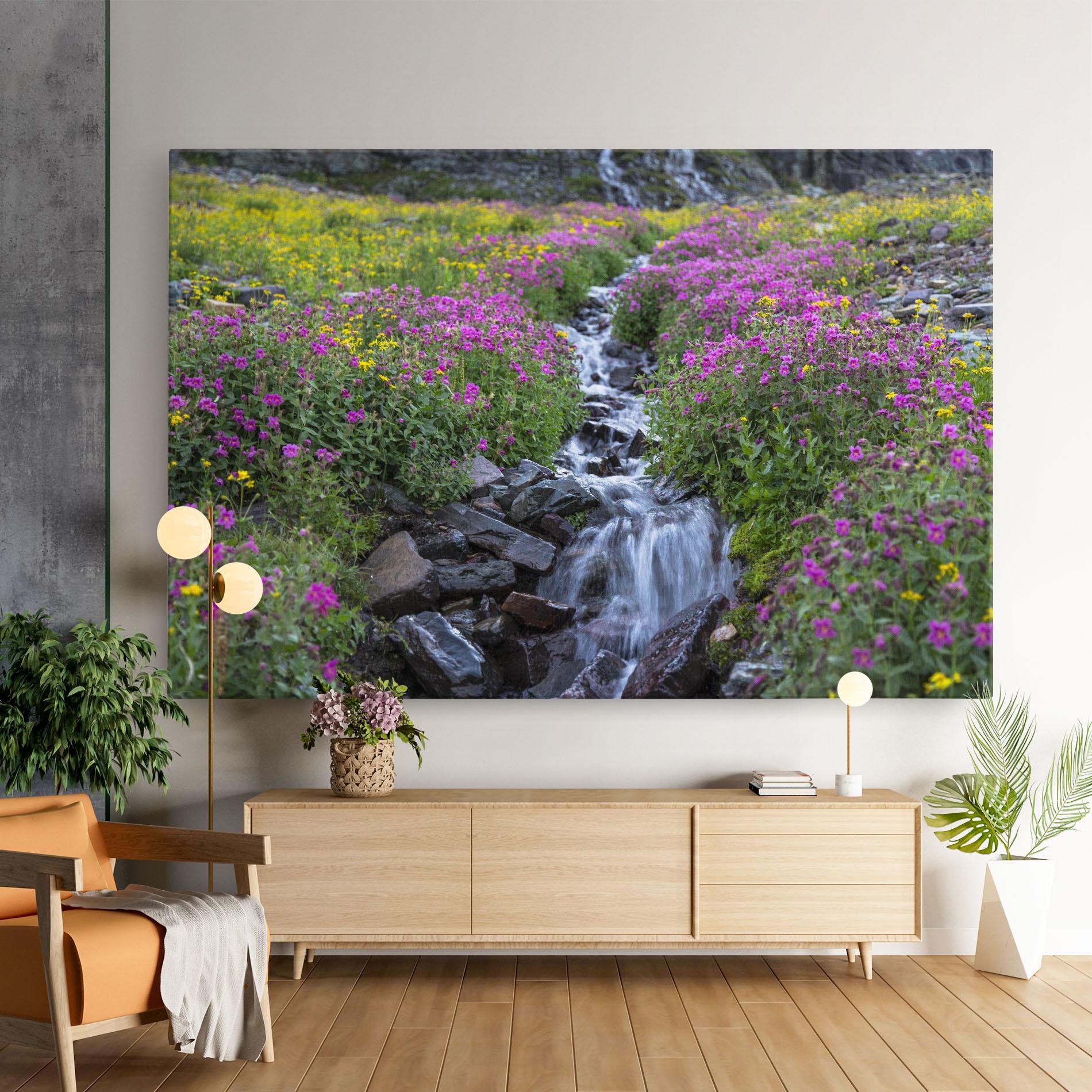 Leinwandbild Purple Field Waterfall mockup 9