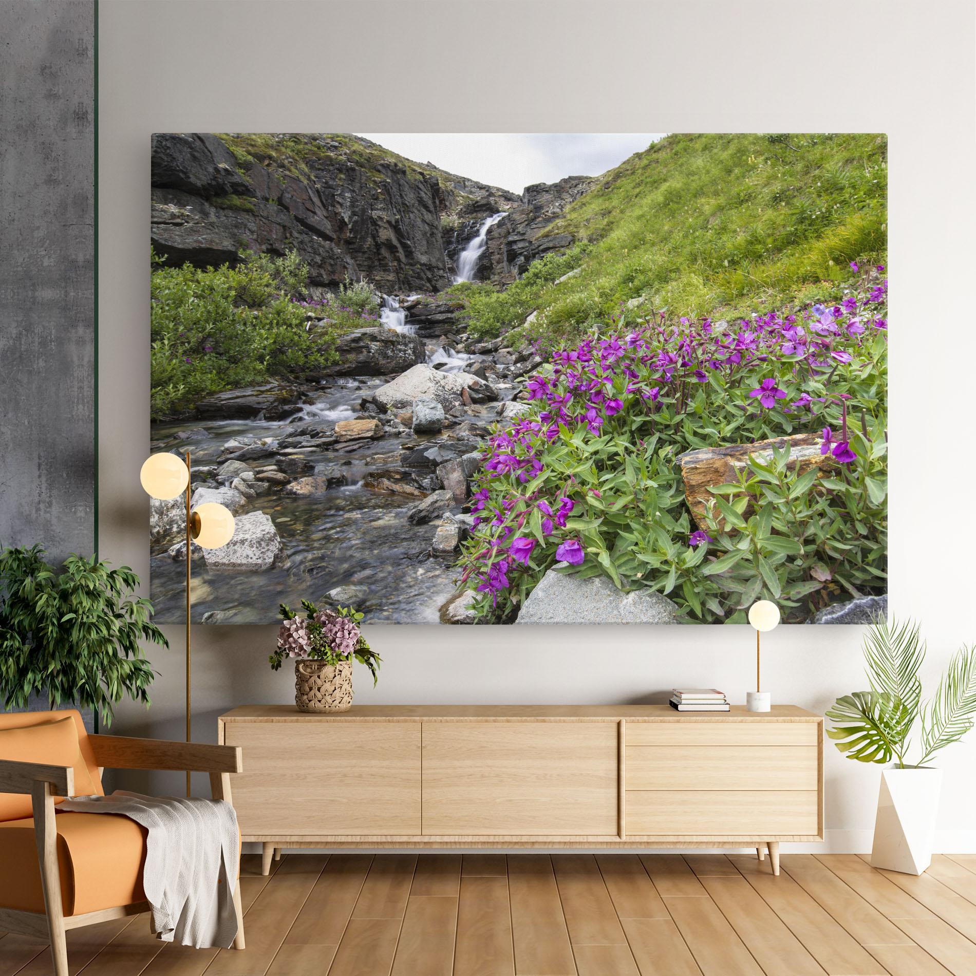 Leinwandbild Purple Flowers Waterfall mockup 9