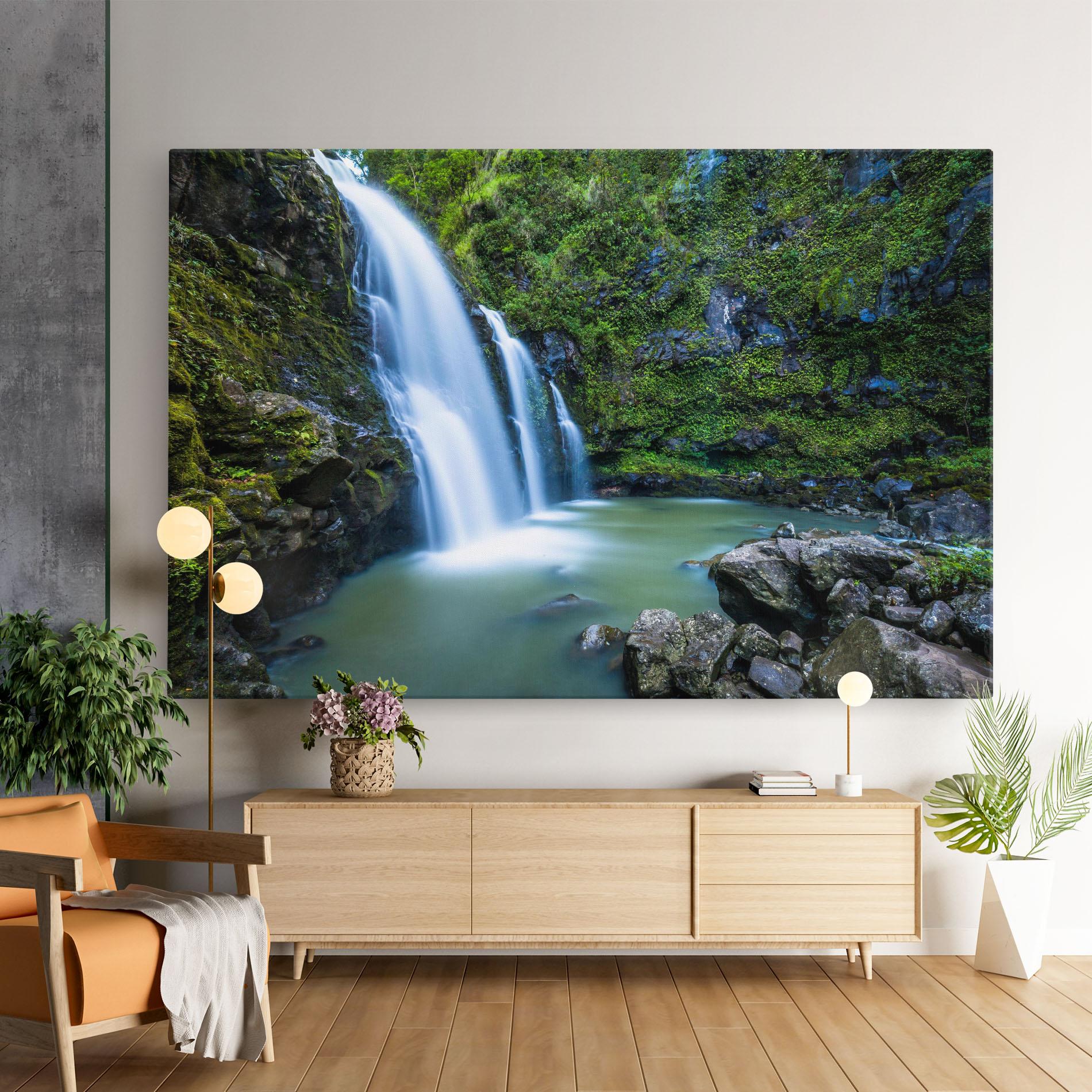 Leinwandbild Swimming In Waterfall mockup 9