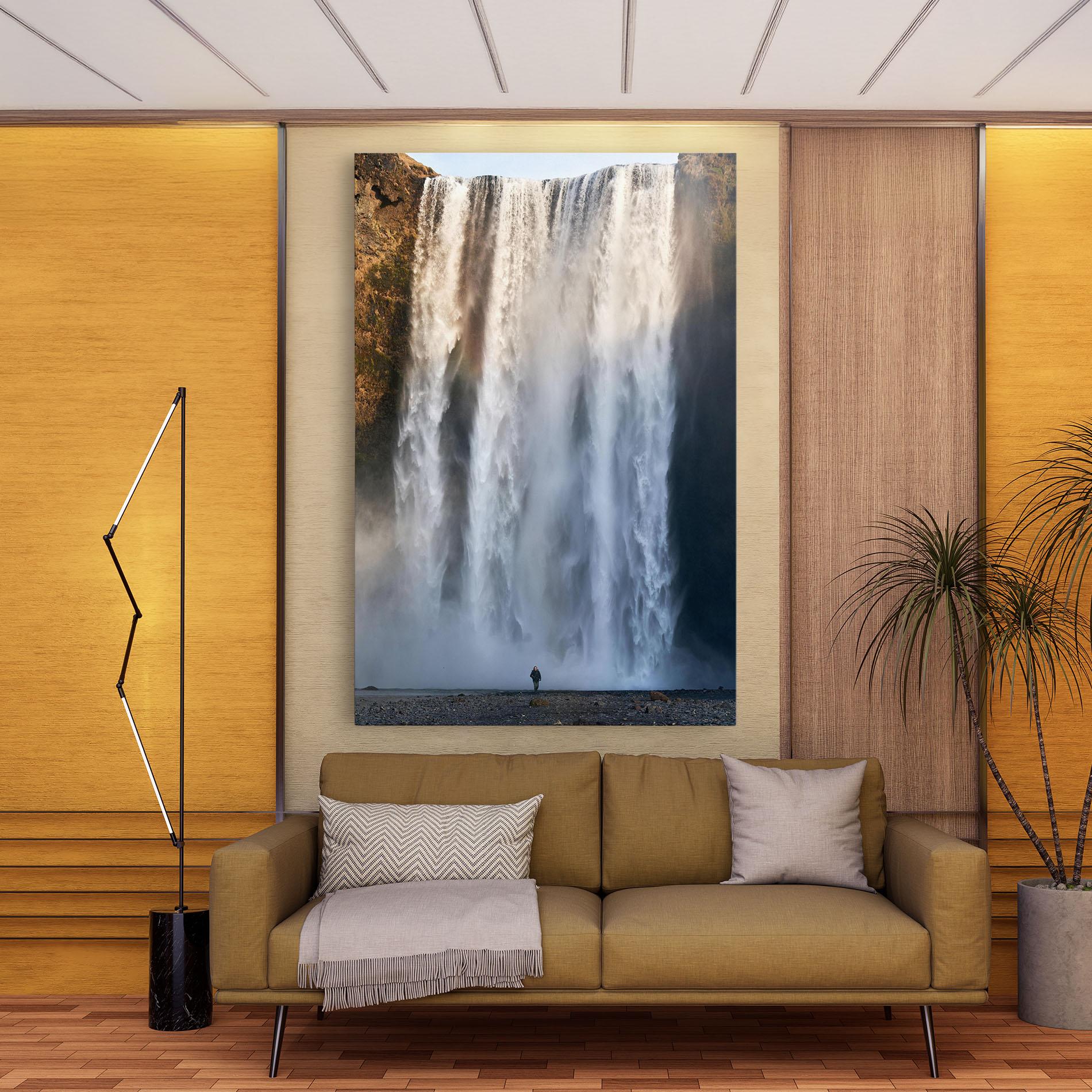 Leinwandbild Small Man Waterfall mockup 9