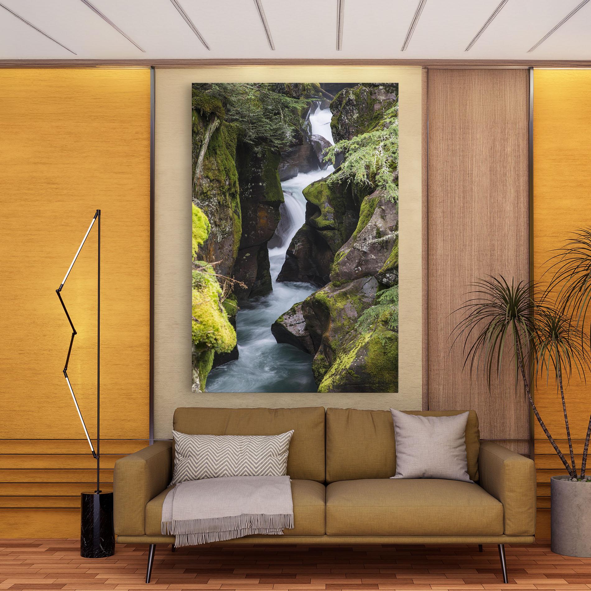 Leinwandbild Water Falling Forest mockup 9