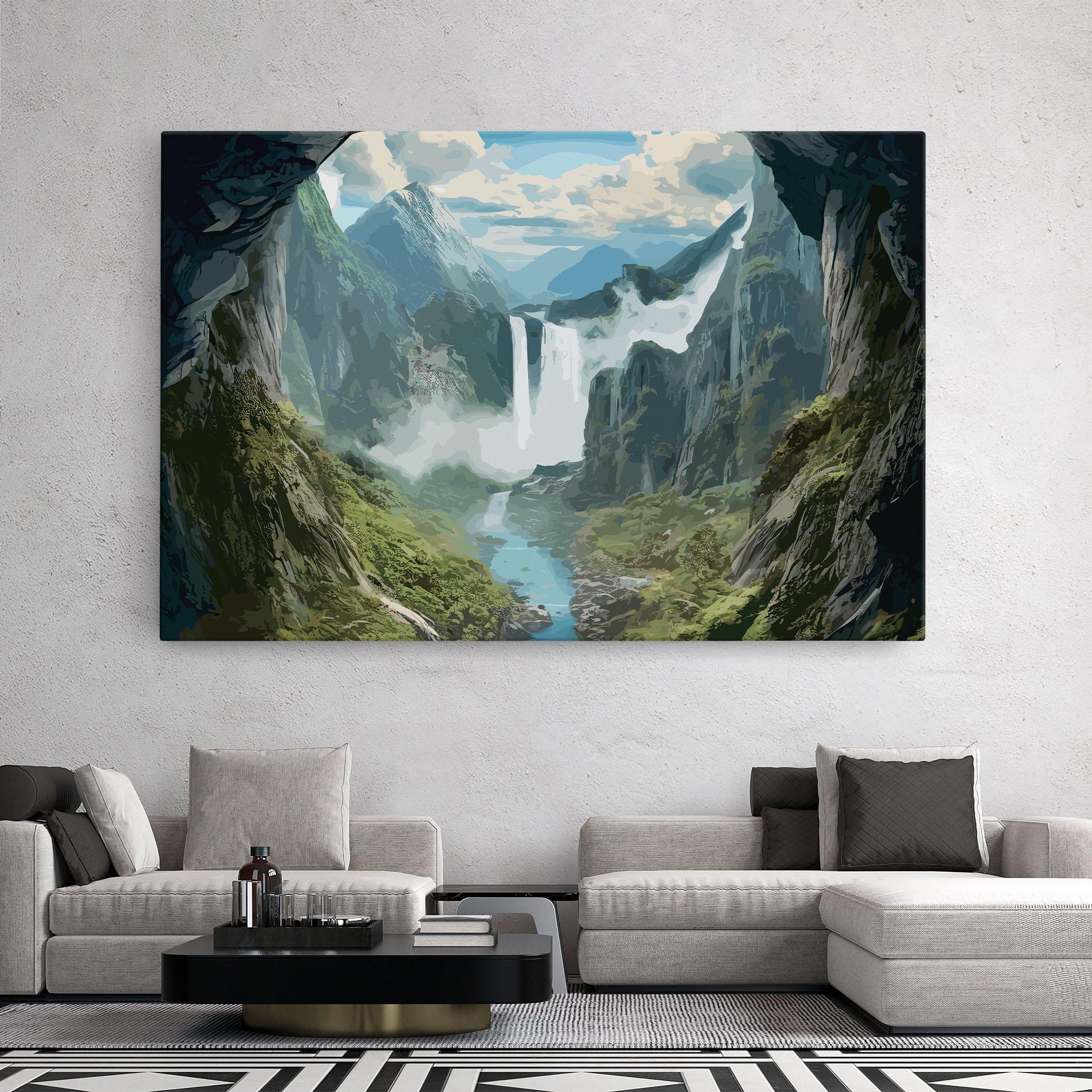 Leinwandbild Amazing Waterfall mockup 2