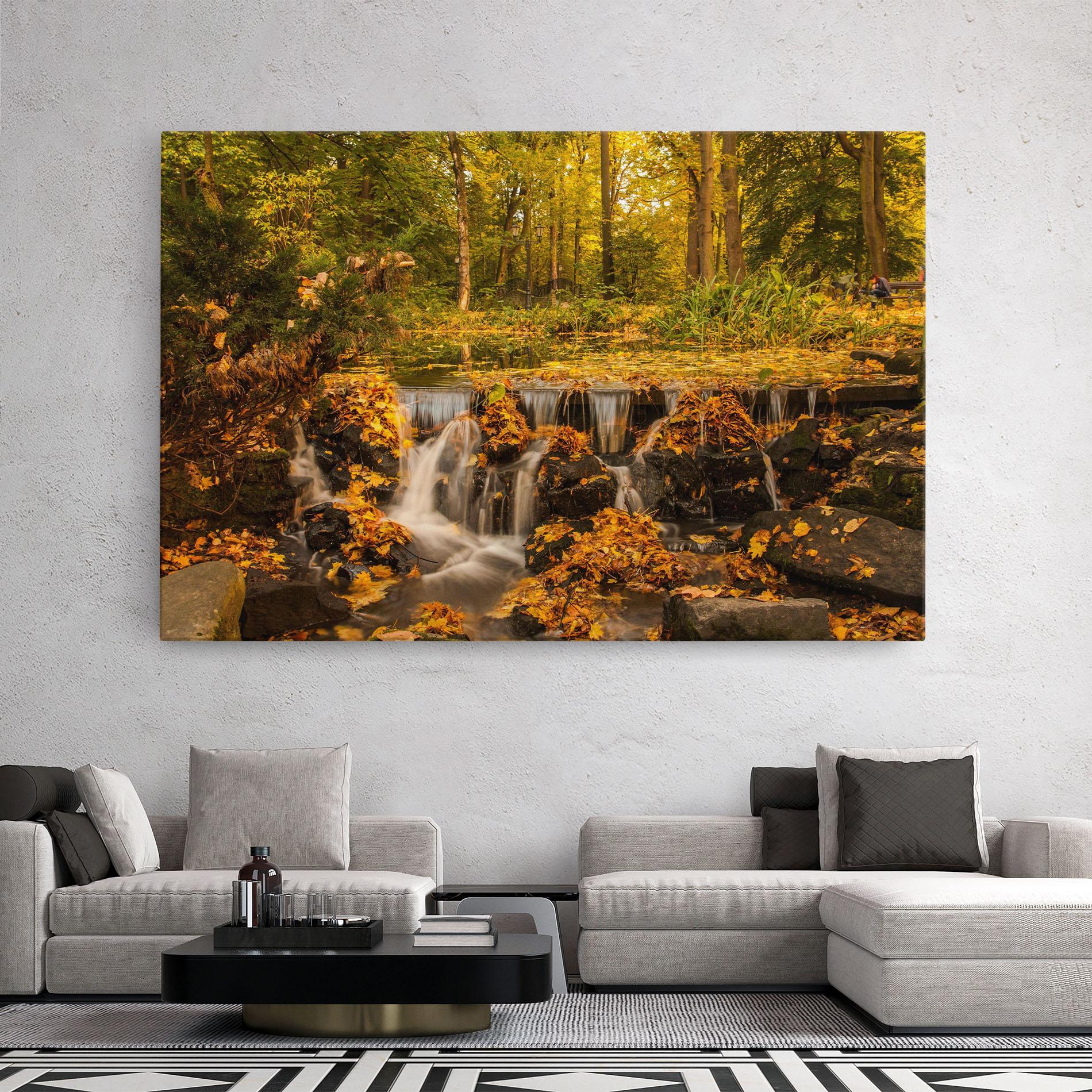 Leinwandbild Autumn Pretty Waterfall mockup 2