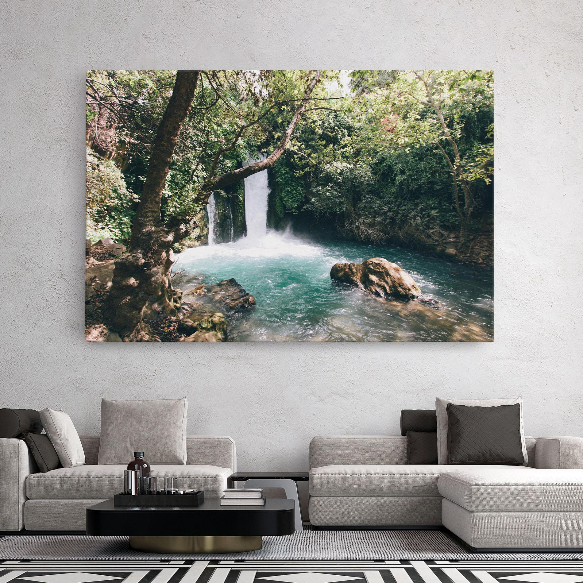 Leinwandbild Beautiful Blue Waterfall mockup 2