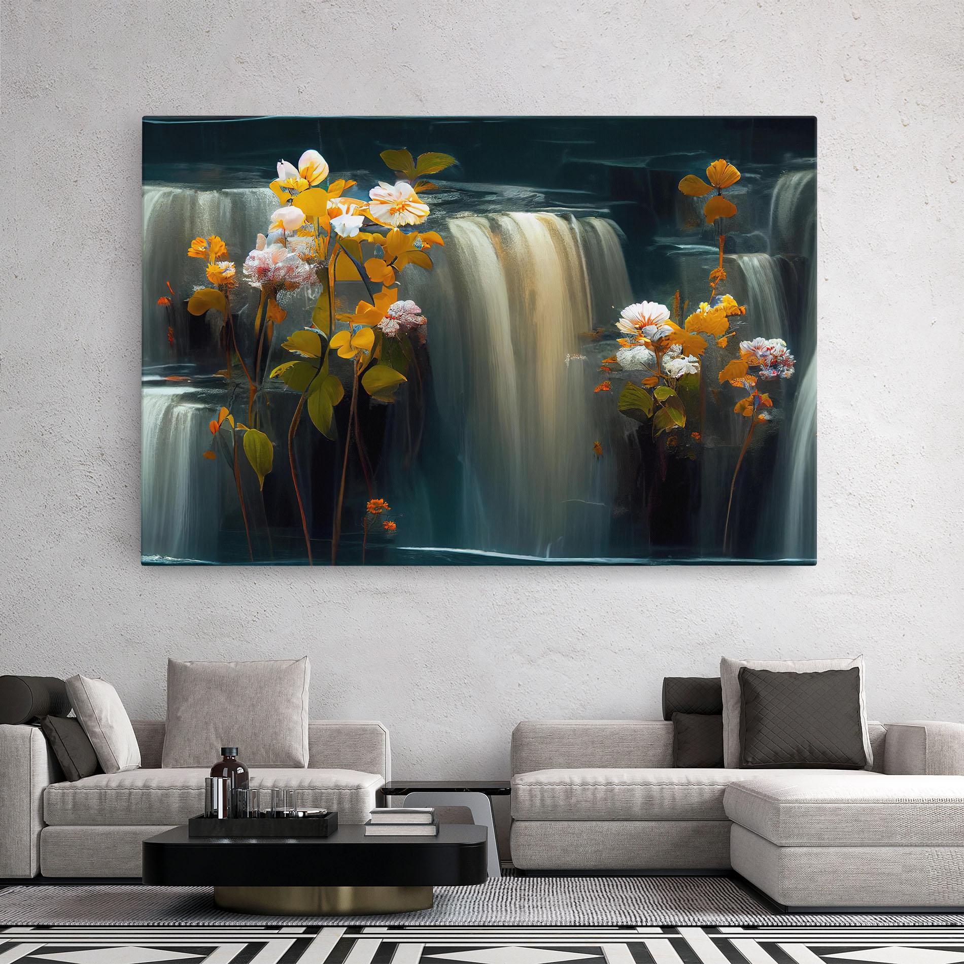 Leinwandbild Flowers Waterfall mockup 2