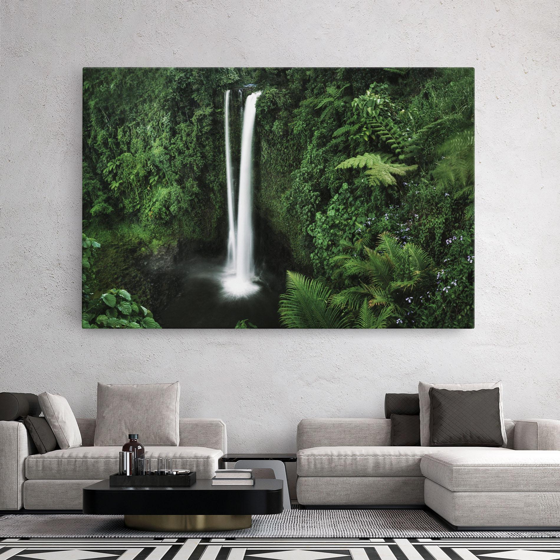 Leinwandbild Green Nature Waterfall mockup 2