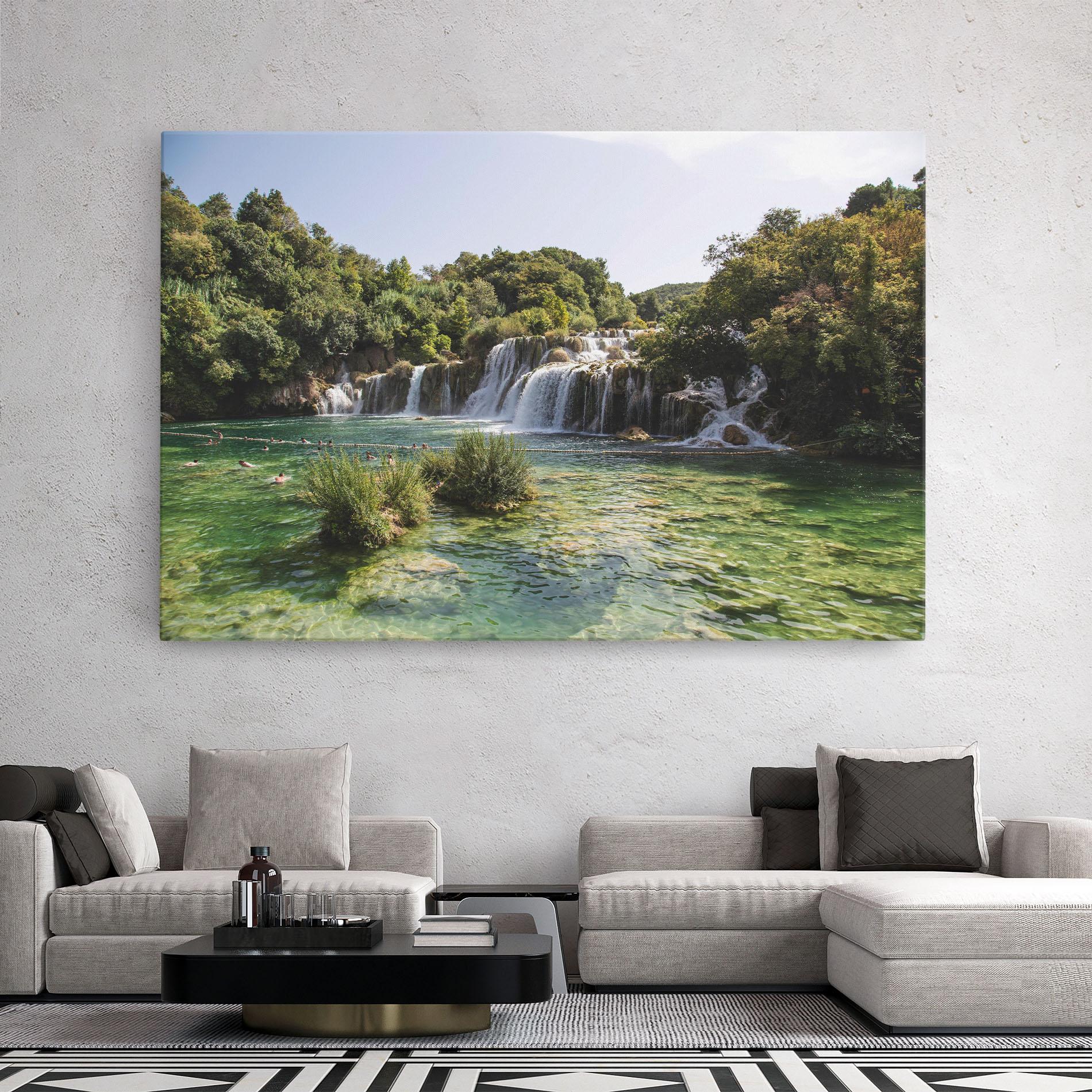 Leinwandbild Green Waterfall mockup 2