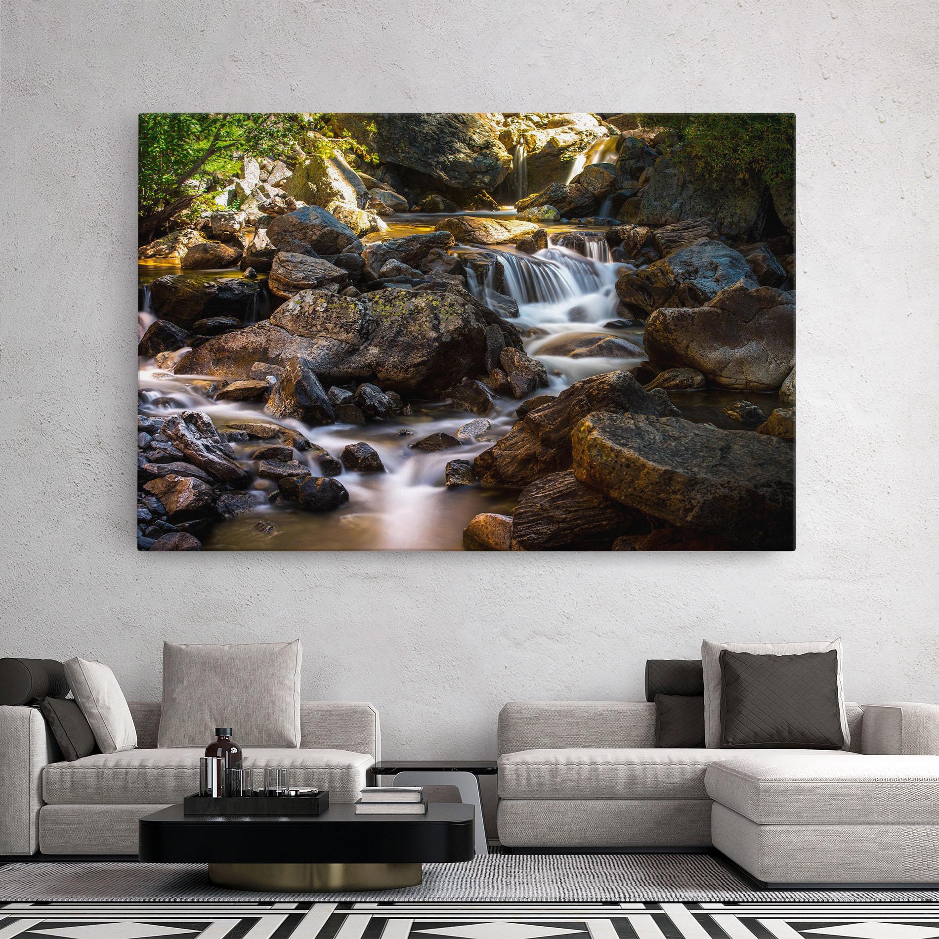 Leinwandbild Nature Rocks Waterfall mockup 2