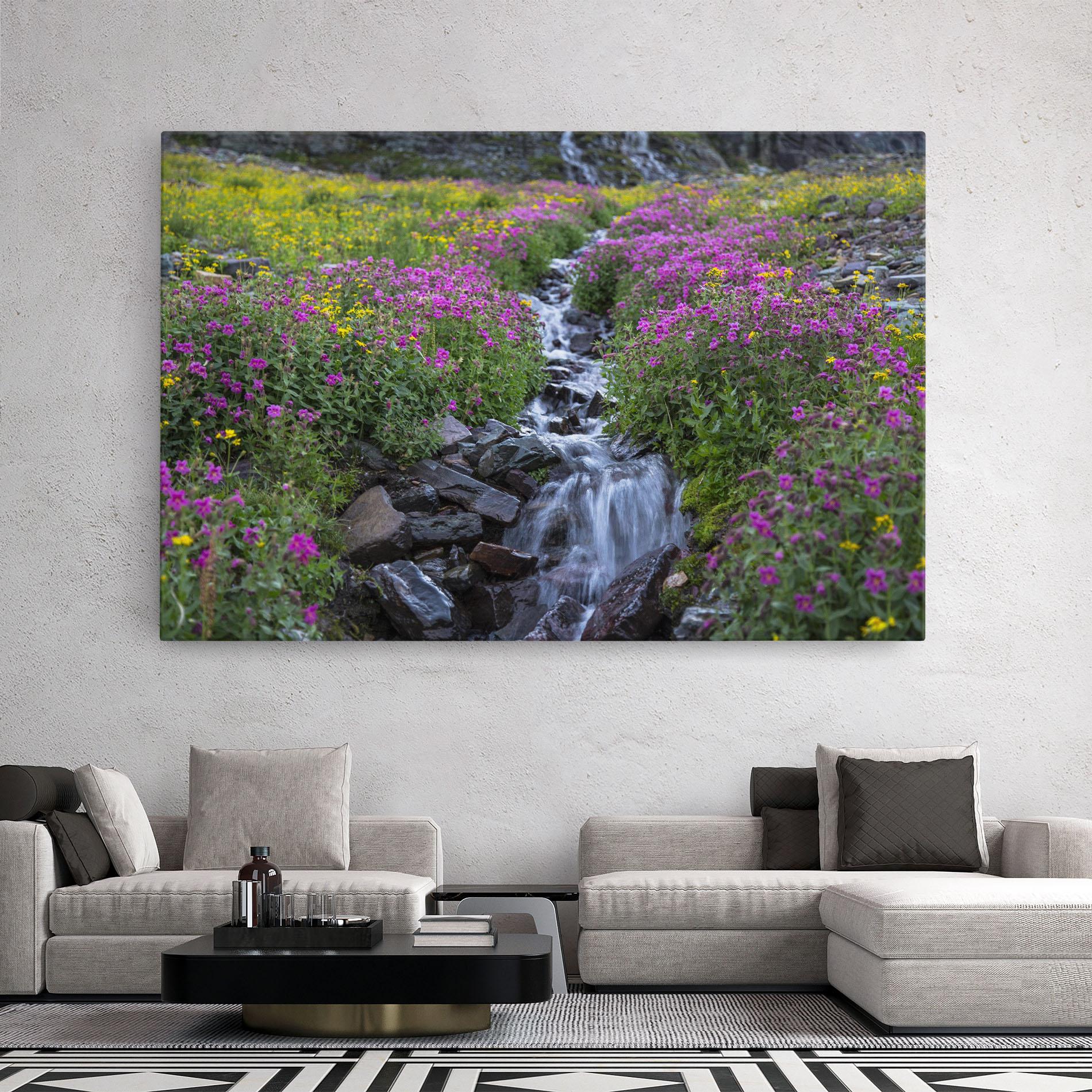 Leinwandbild Purple Field Waterfall mockup 2