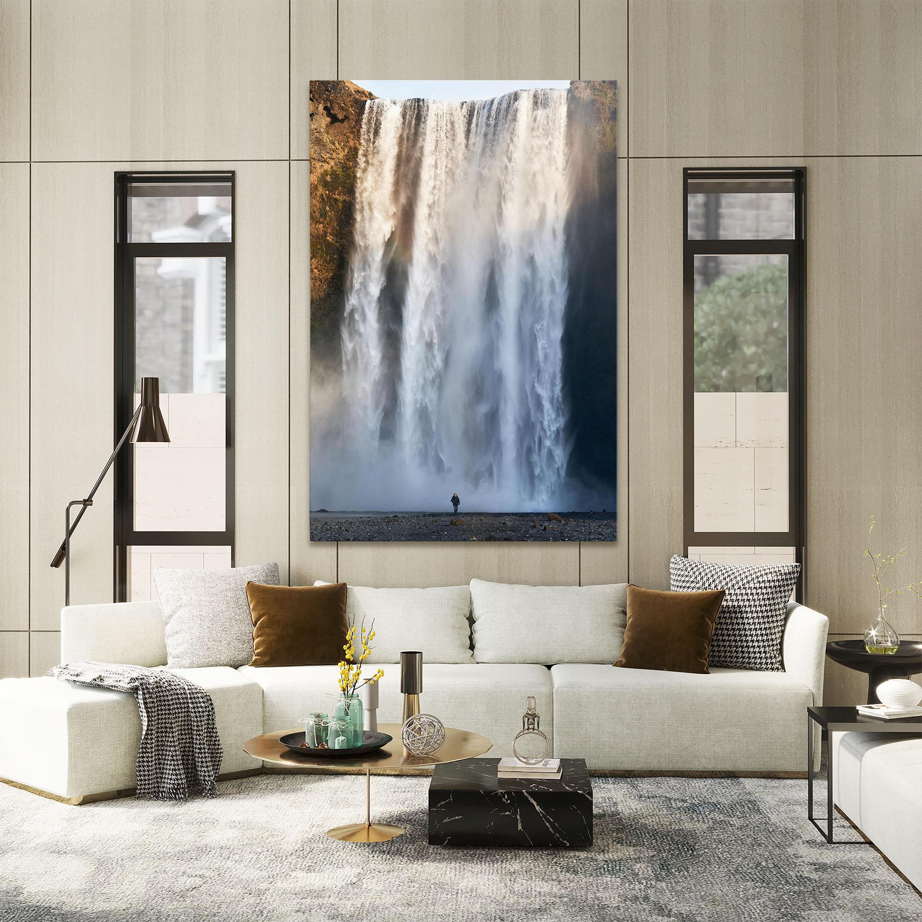 Leinwandbild Small Man Waterfall mockup 2
