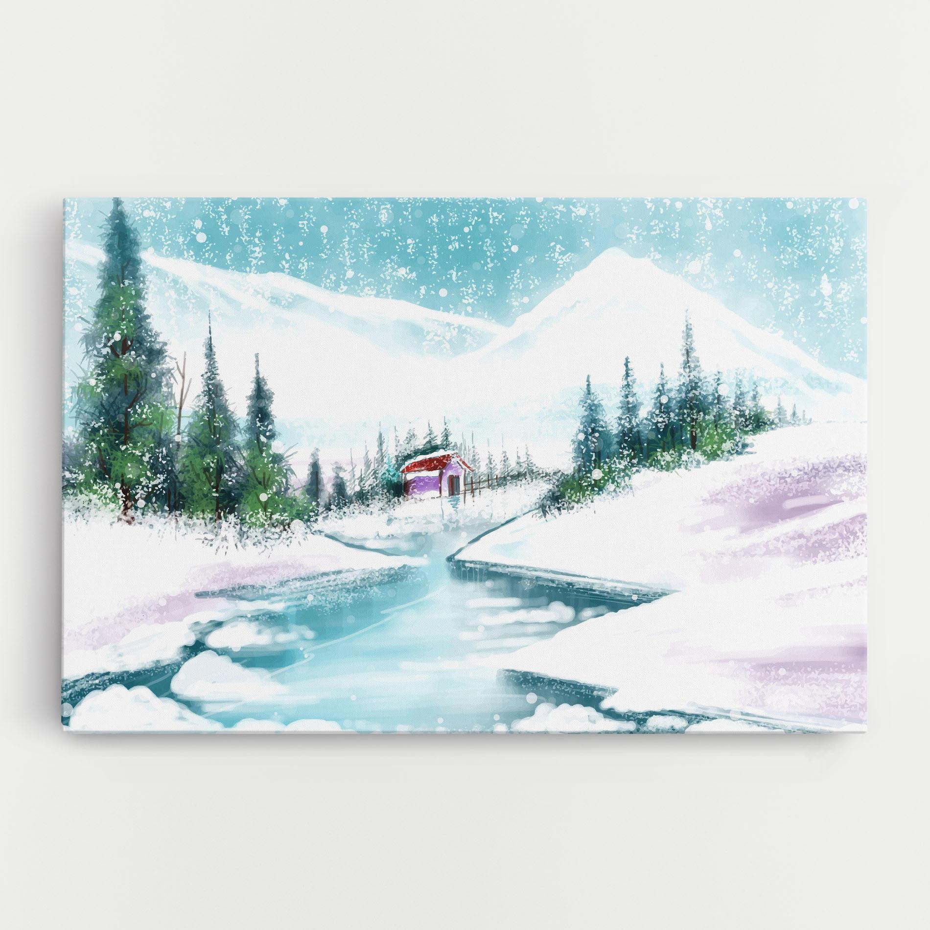 Leinwandbild Purple House Winter mockup 0