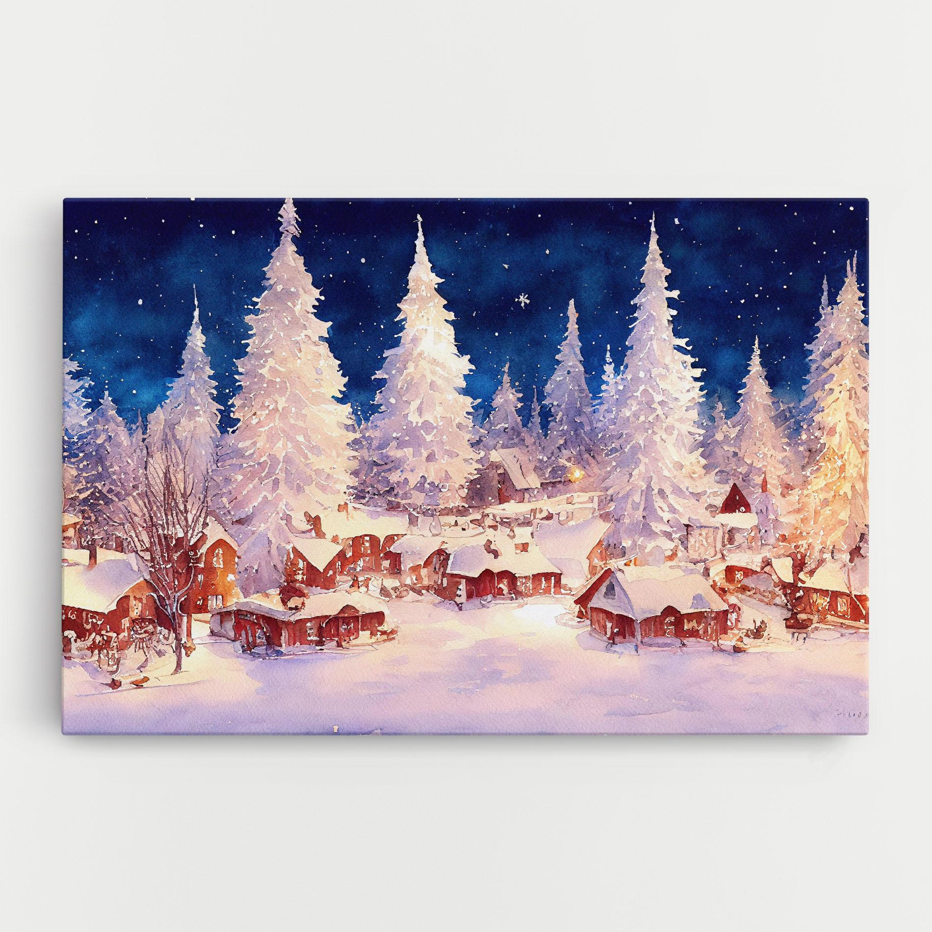 Leinwandbild Snow Falling Painting mockup 0