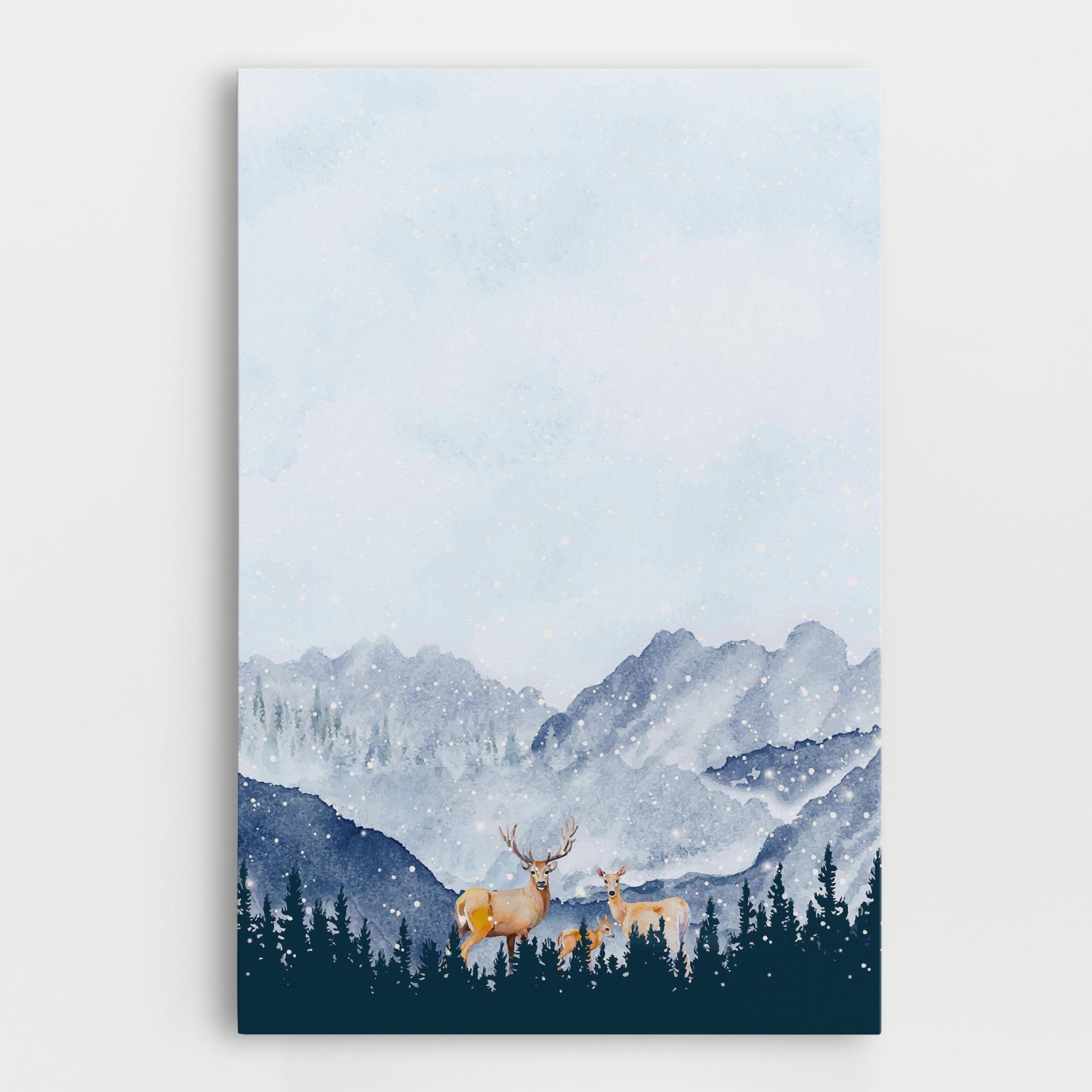 Leinwandbild Winter Deers mockup 0