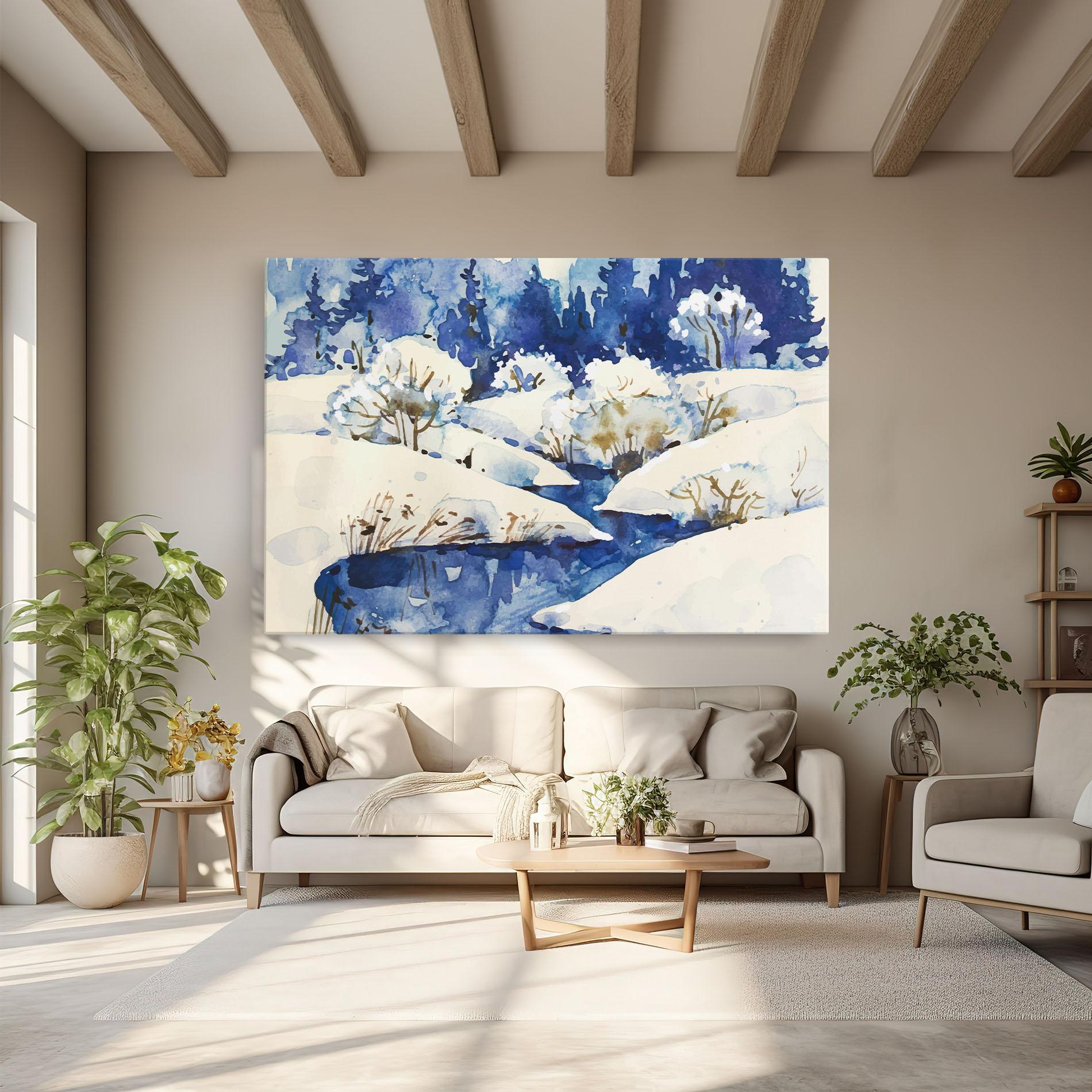 Leinwandbild Blue Trees Winter mockup 6