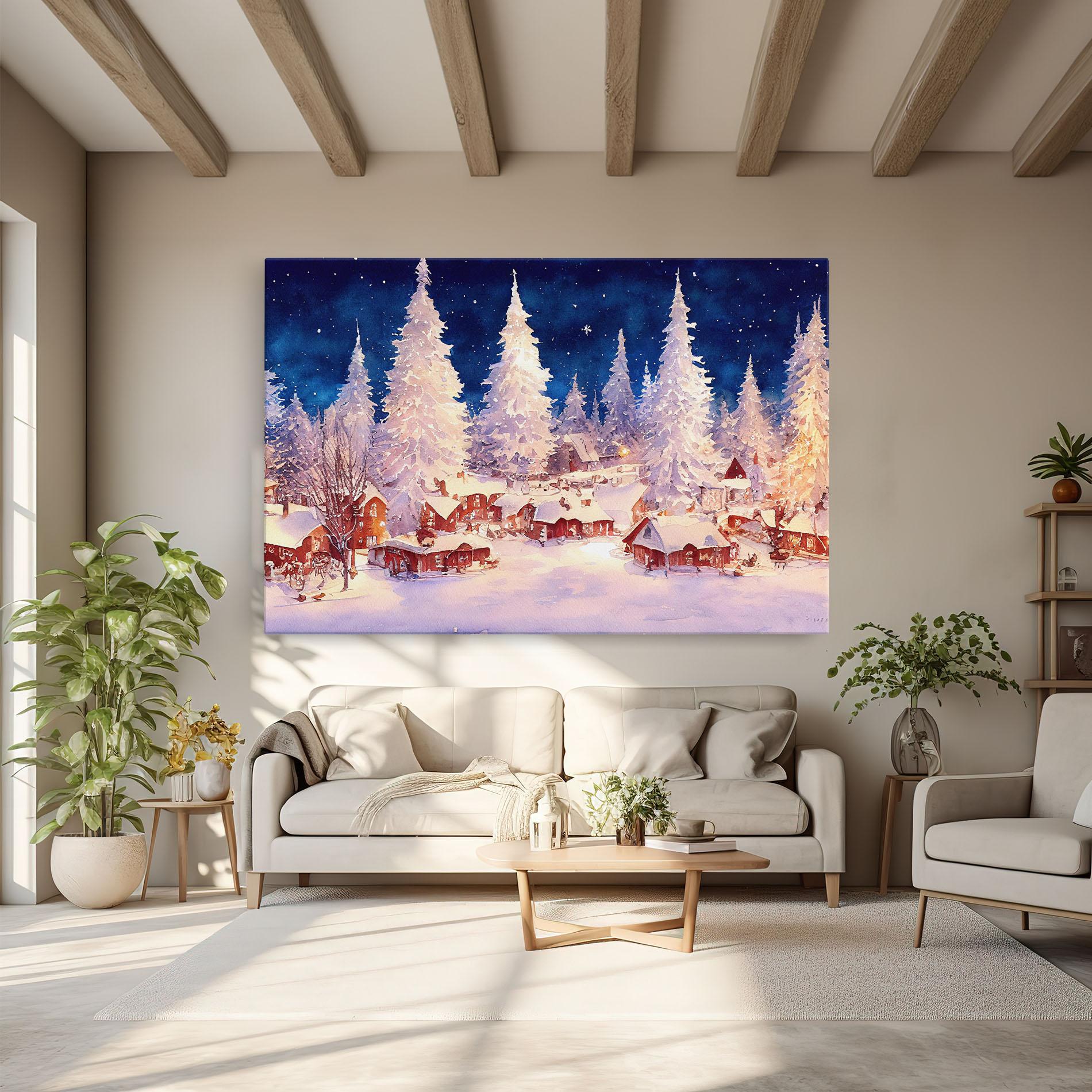 Leinwandbild Snow Falling Painting mockup 6