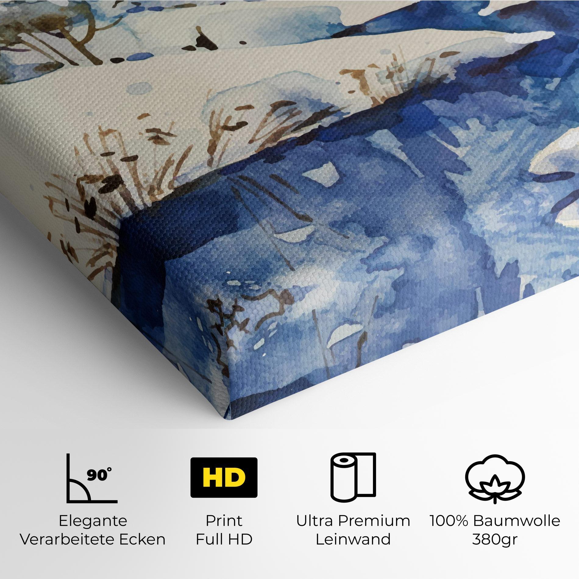 Leinwandbild Blue Trees Winter mockup 4