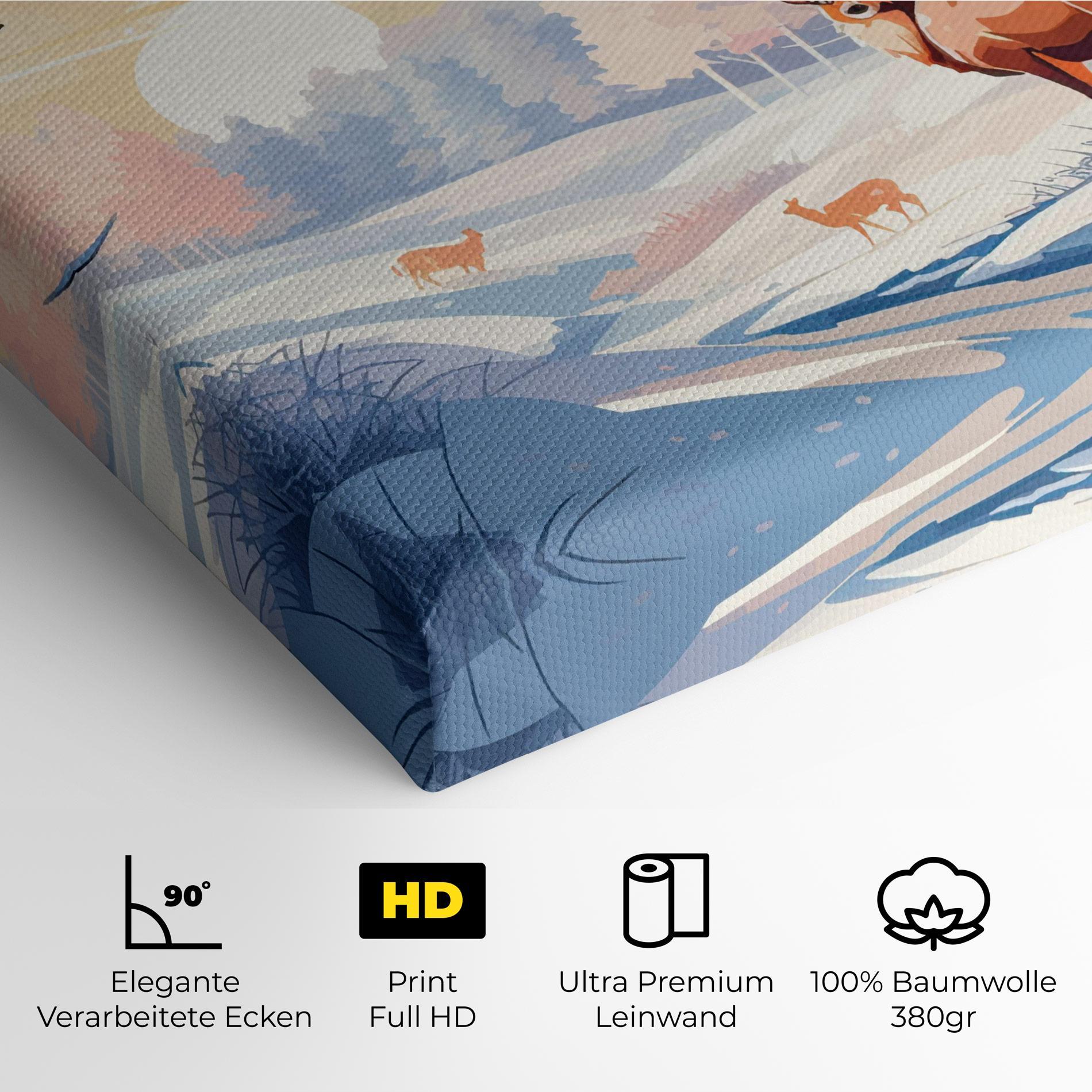 Leinwandbild Winter Deer Art mockup 4