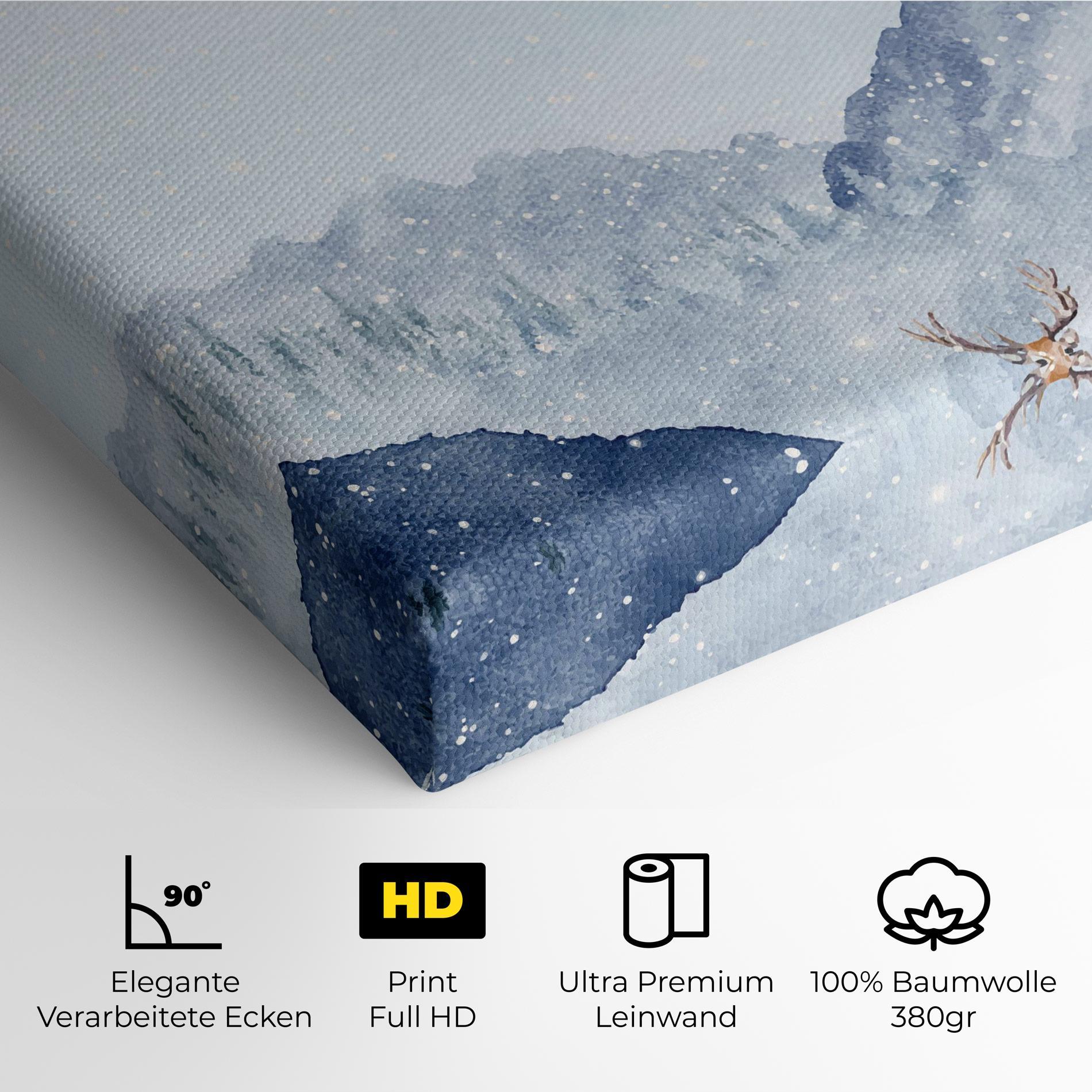 Leinwandbild Winter Deers mockup 4