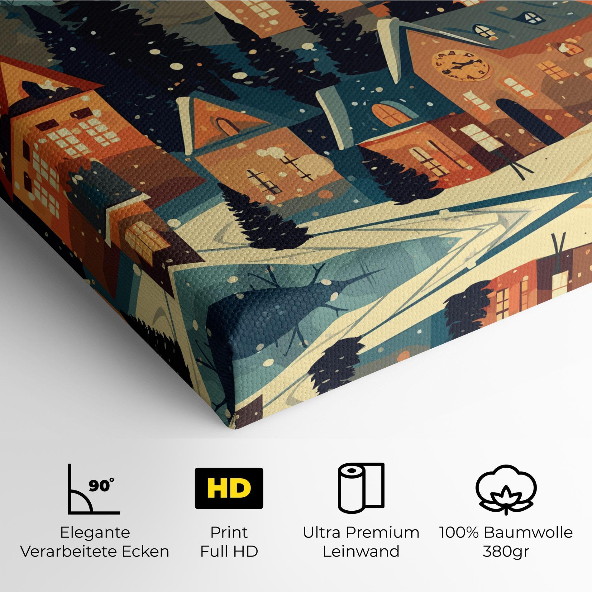 Leinwandbild Winter View Houses mockup 4