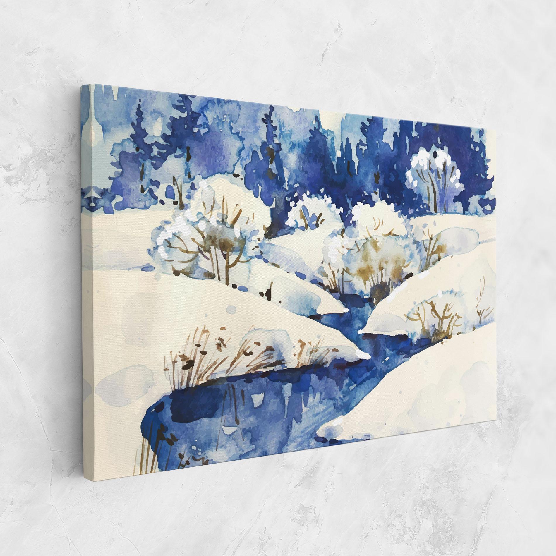 Leinwandbild Blue Trees Winter mockup 1