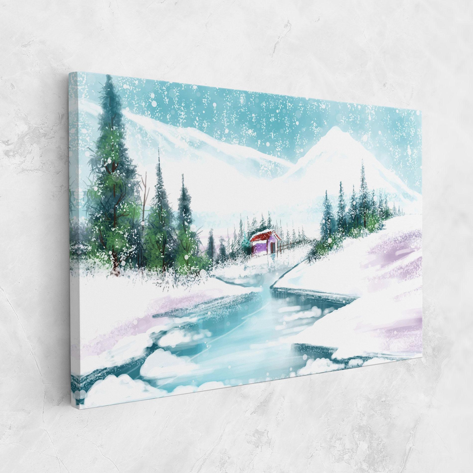 Leinwandbild Purple House Winter mockup 1