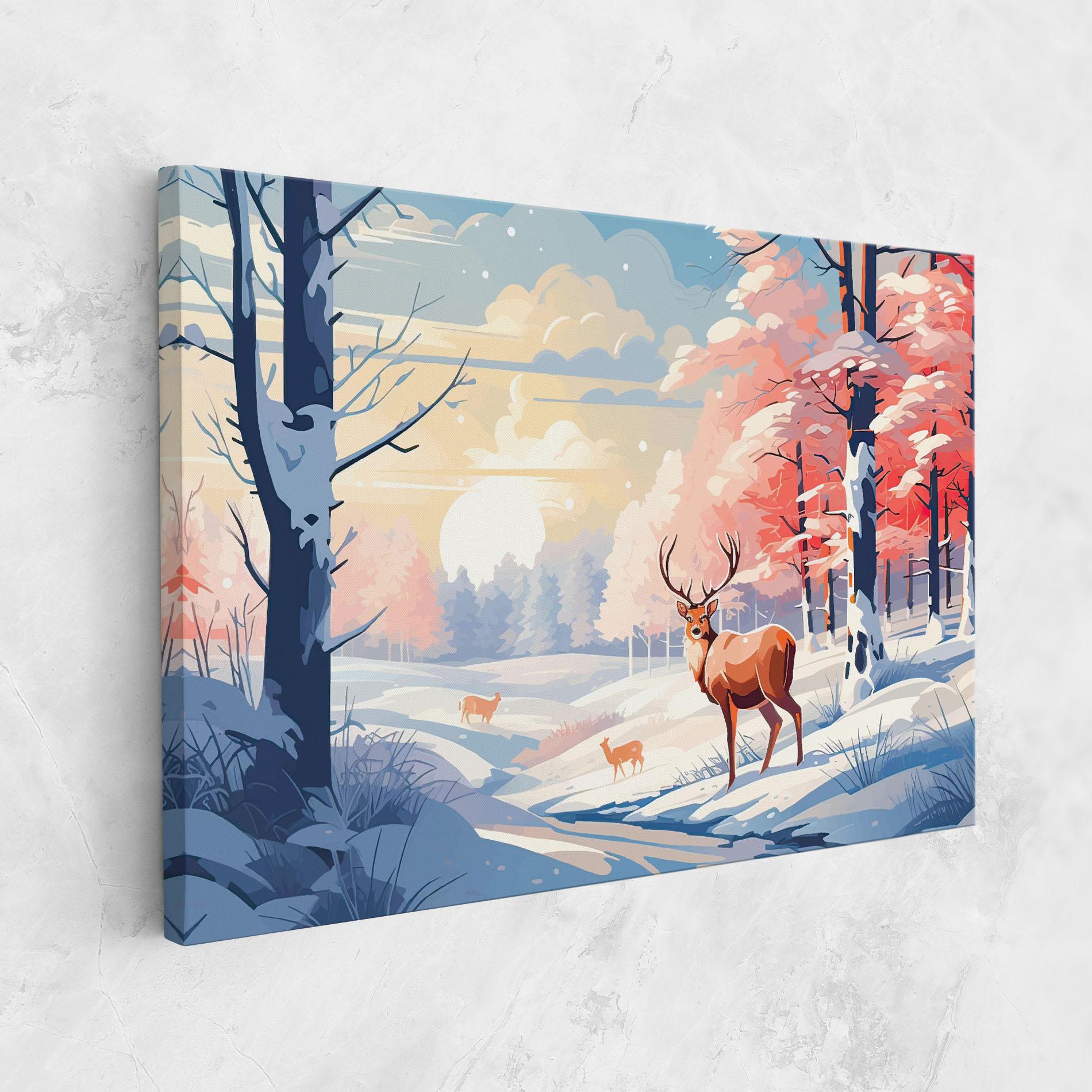 Leinwandbild Winter Deer Art mockup 1