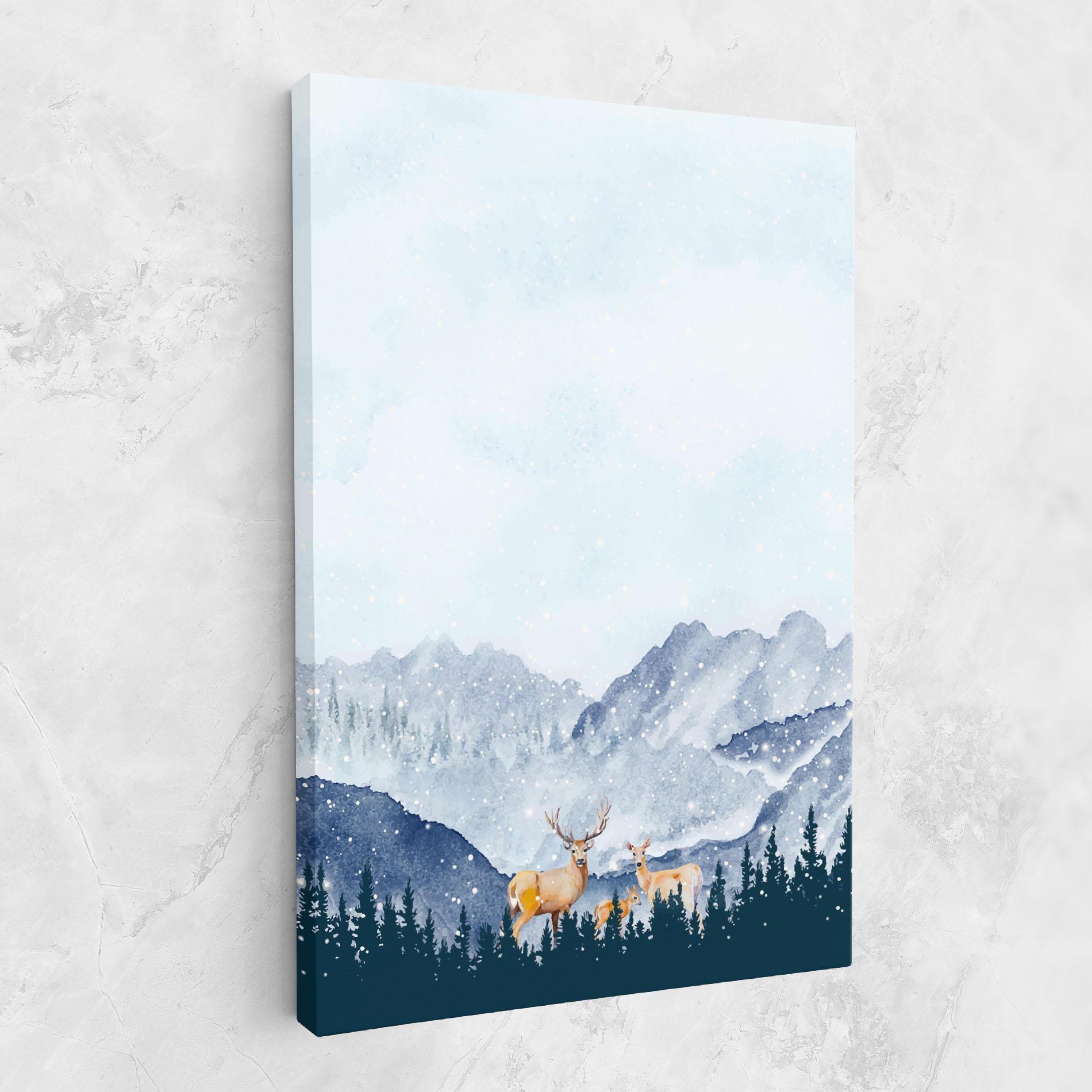 Leinwandbild Winter Deers mockup 1