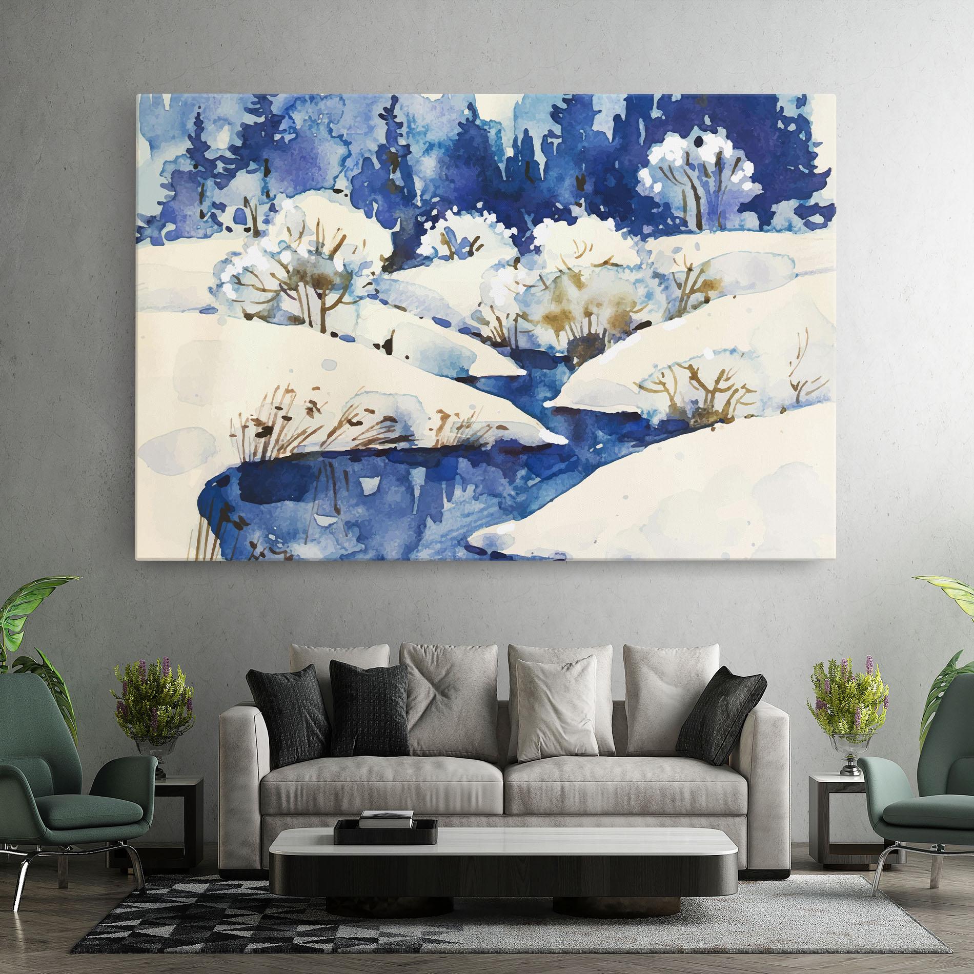Leinwandbild Blue Trees Winter mockup 7