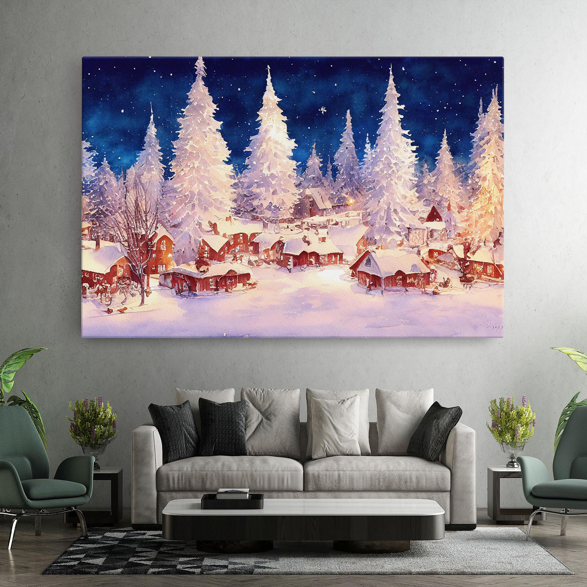 Leinwandbild Snow Falling Painting mockup 7