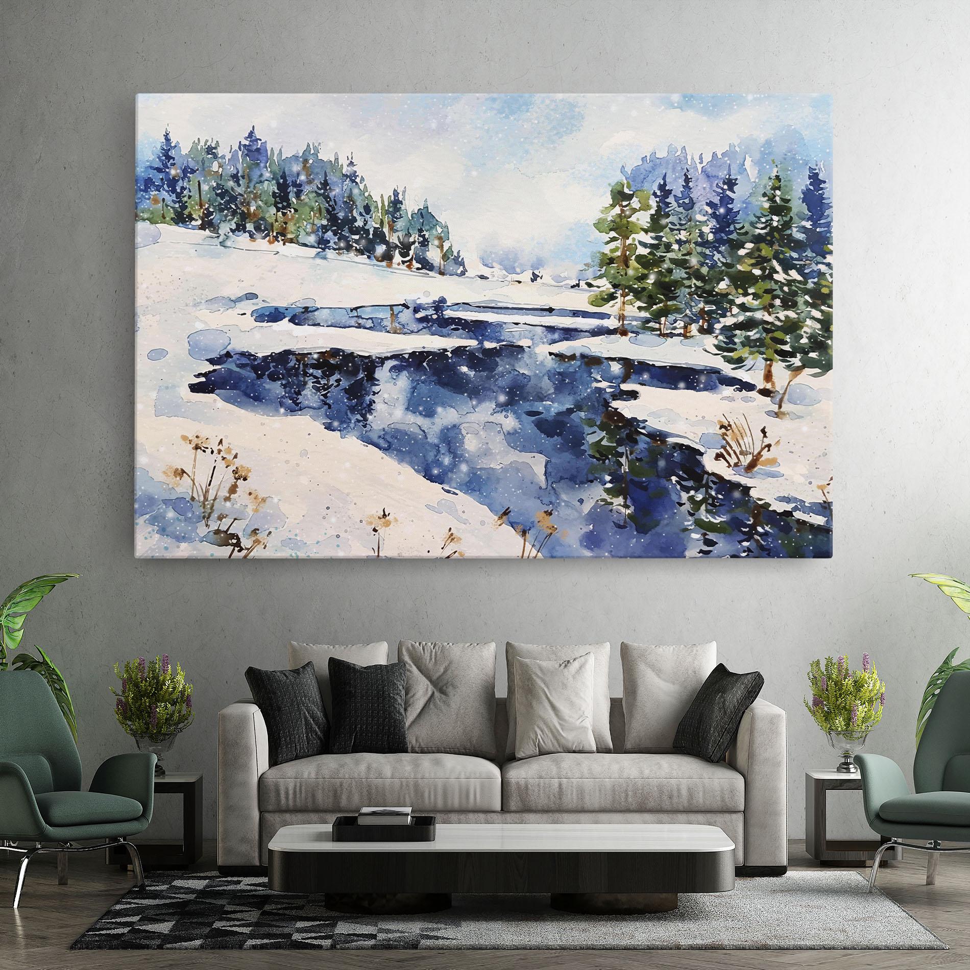 Leinwandbild Winter Painting mockup 7