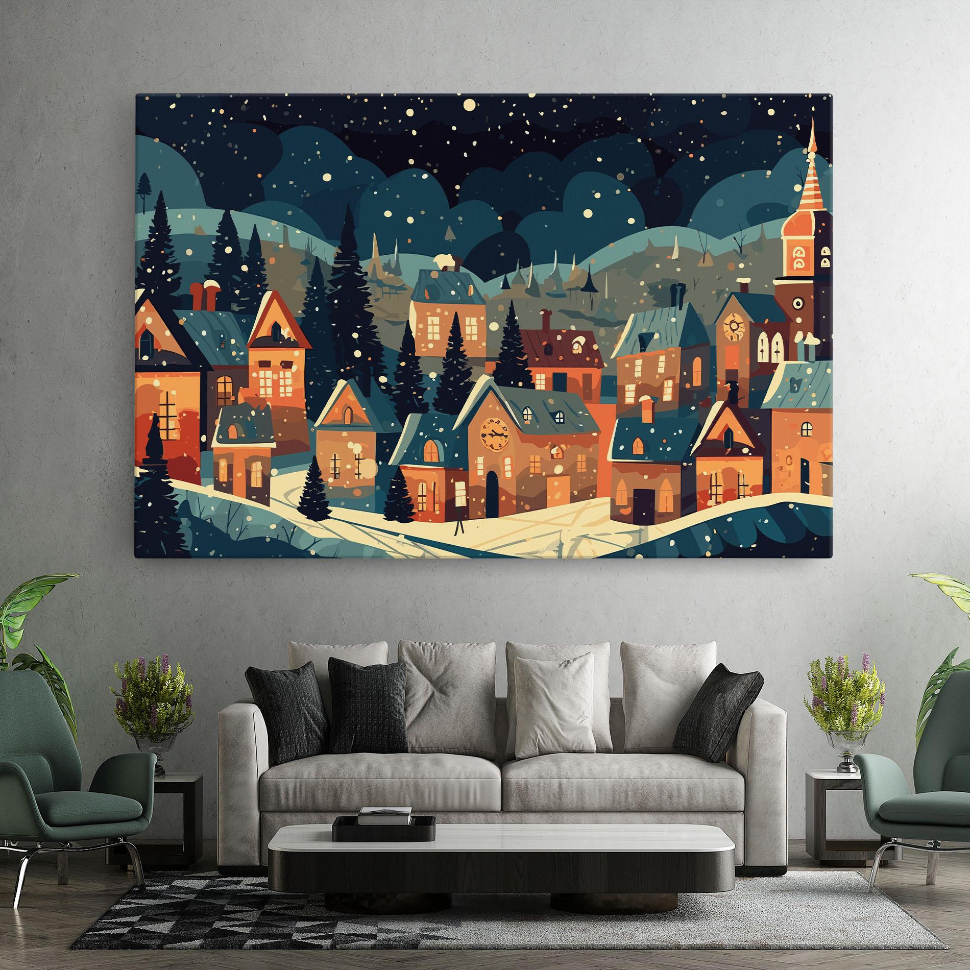 Leinwandbild Winter View Houses mockup 7