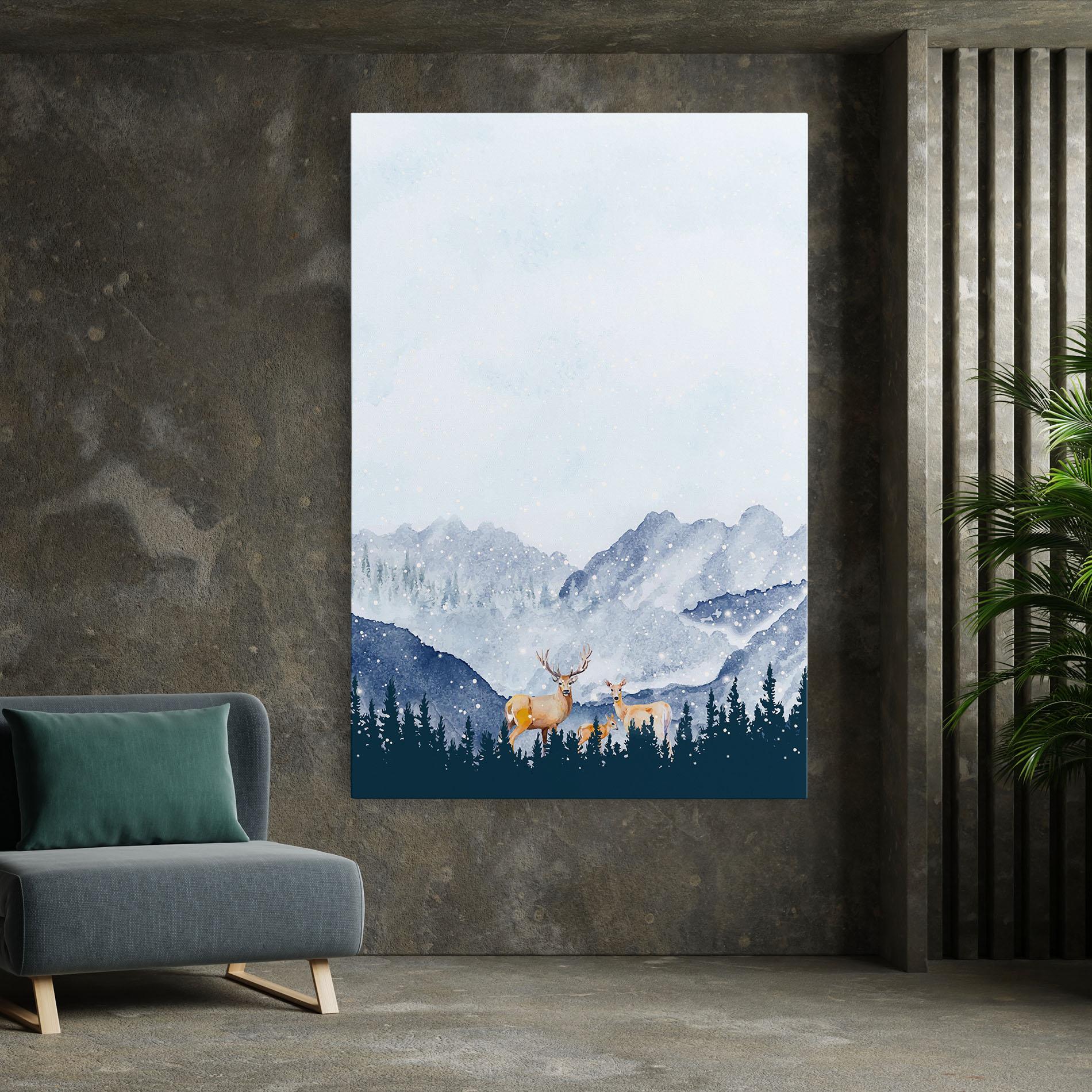 Leinwandbild Winter Deers mockup 7