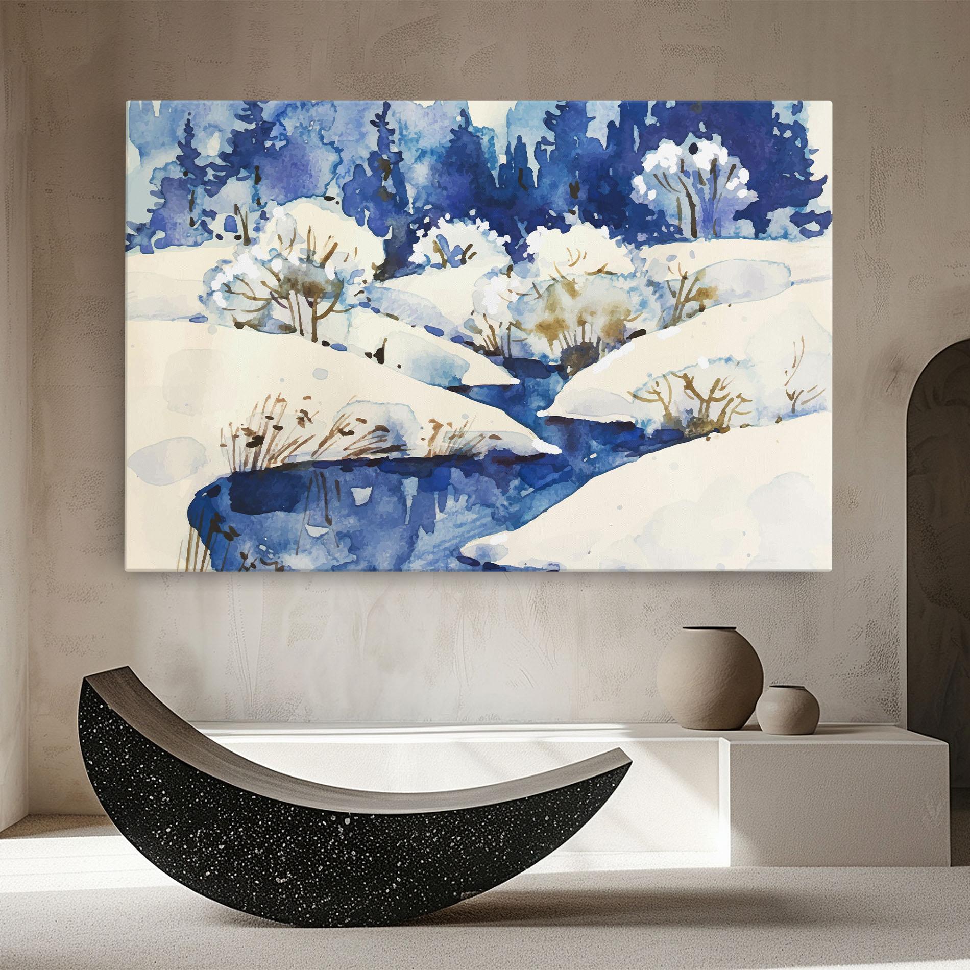 Leinwandbild Blue Trees Winter mockup 8