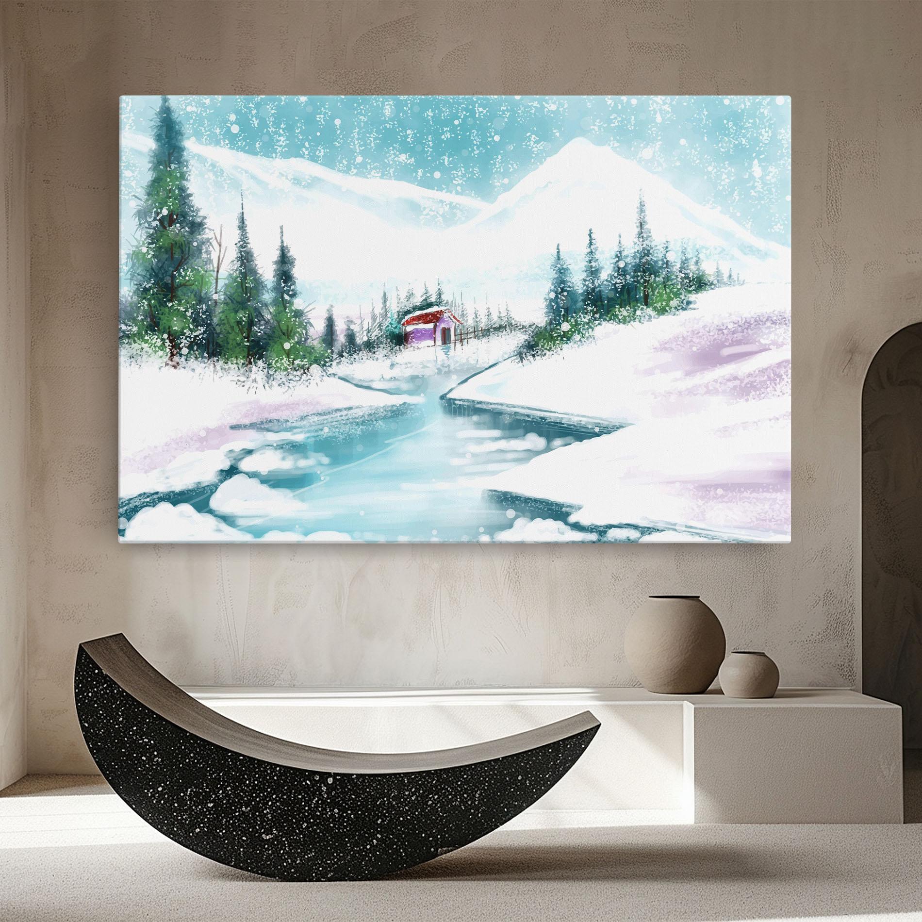 Leinwandbild Purple House Winter mockup 8