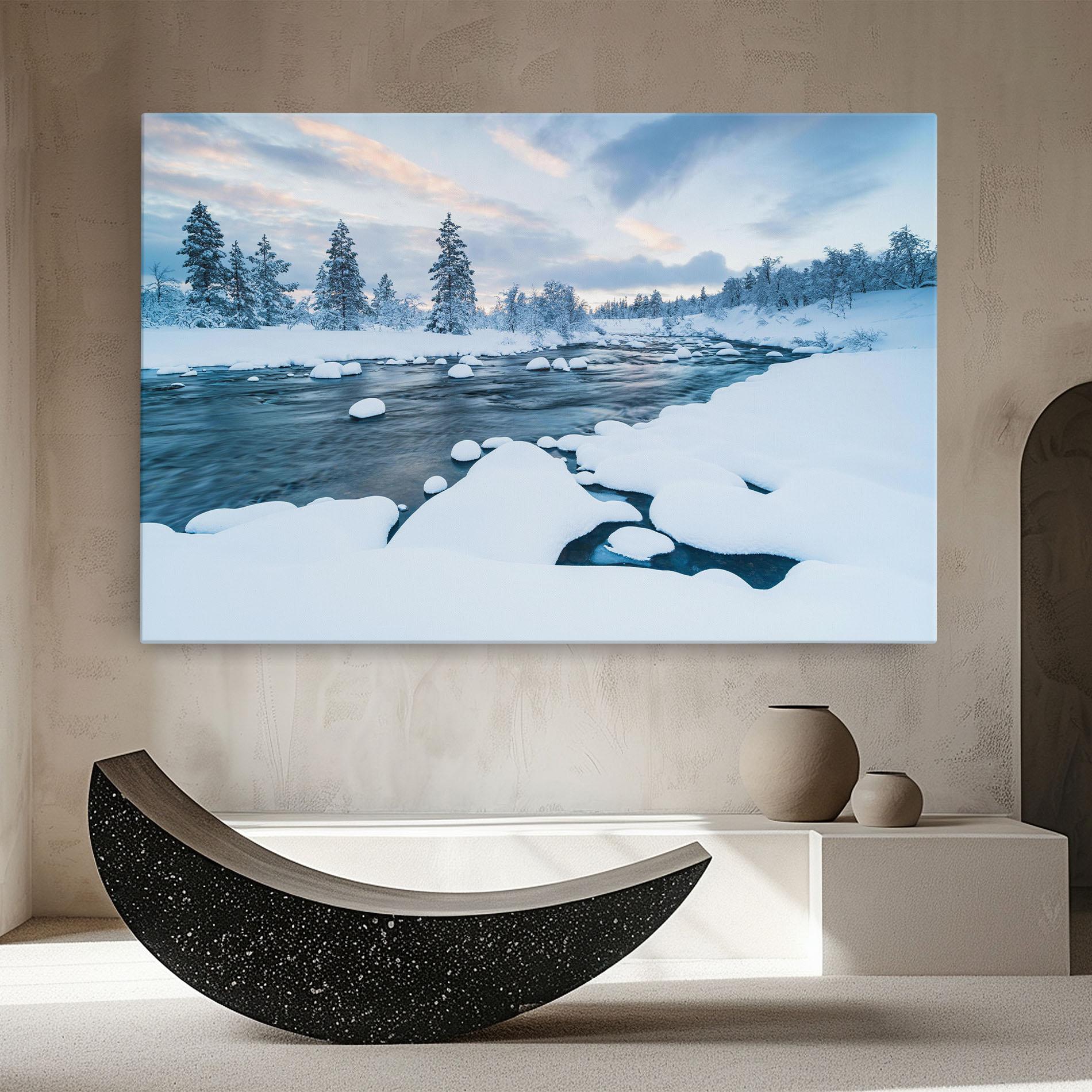 Leinwandbild Winter River mockup 8