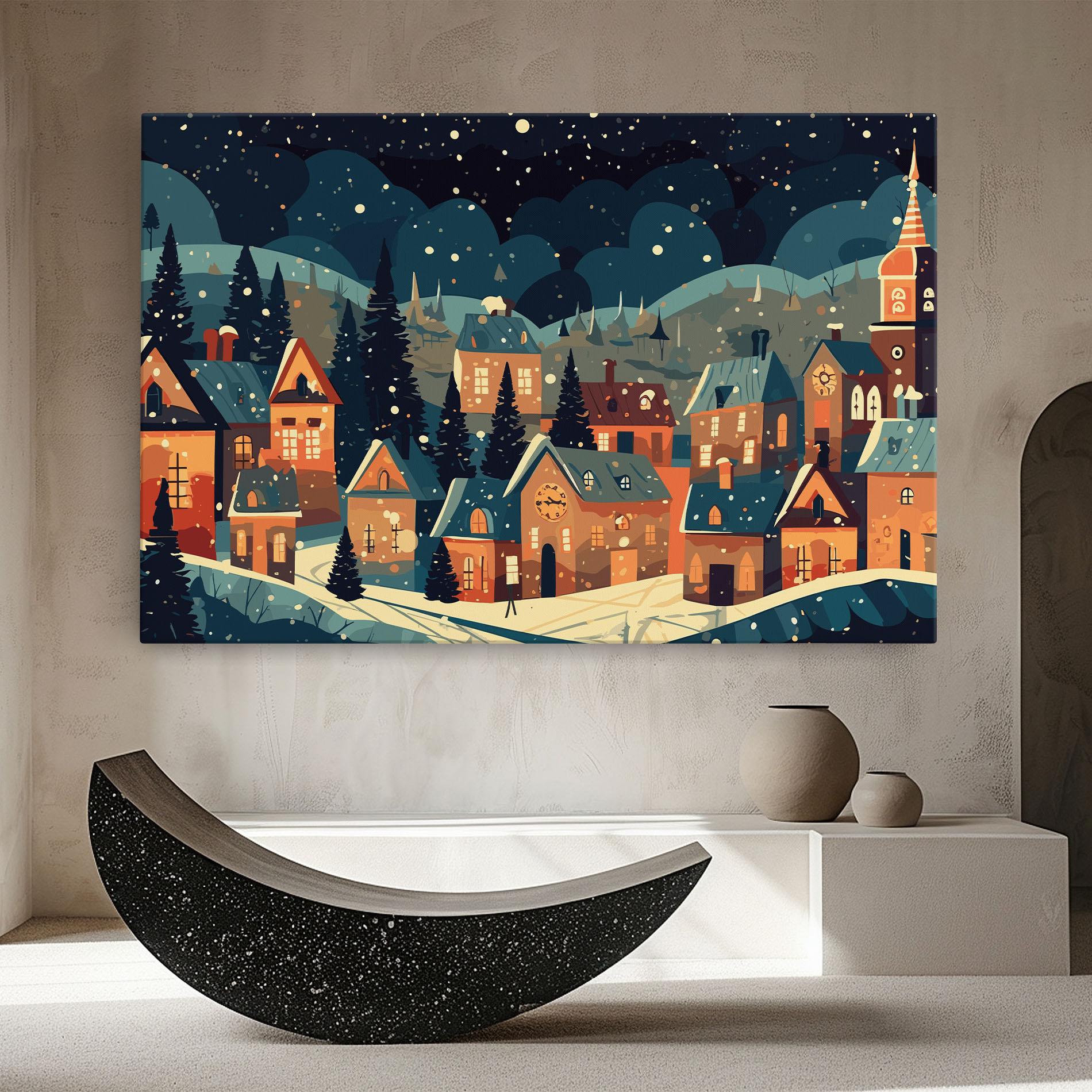 Leinwandbild Winter View Houses mockup 8