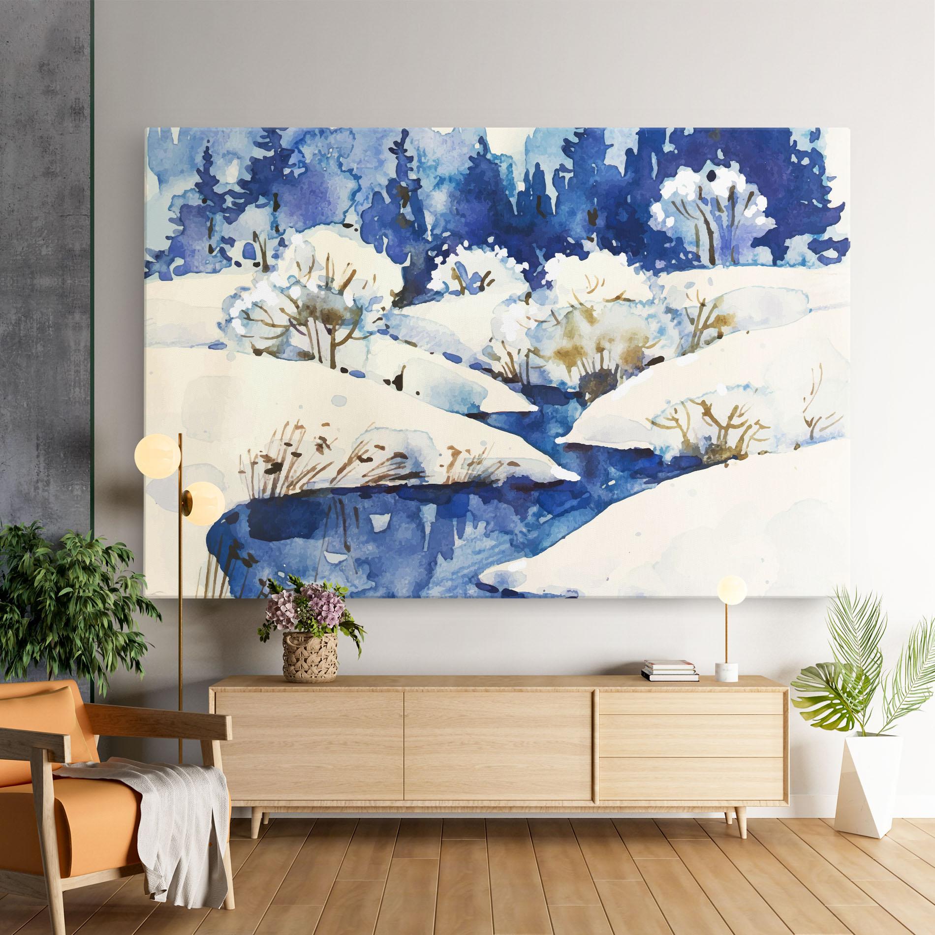 Leinwandbild Blue Trees Winter mockup 9