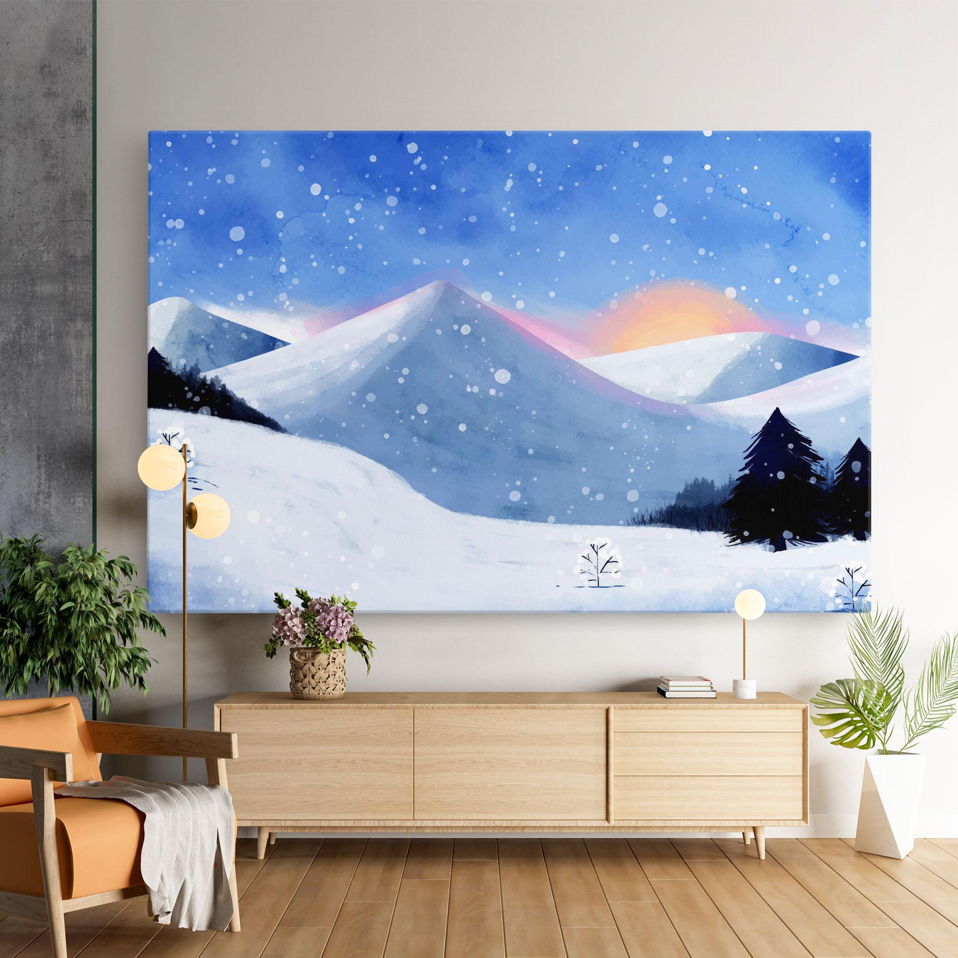 Leinwandbild Mountain Snow Art mockup 9