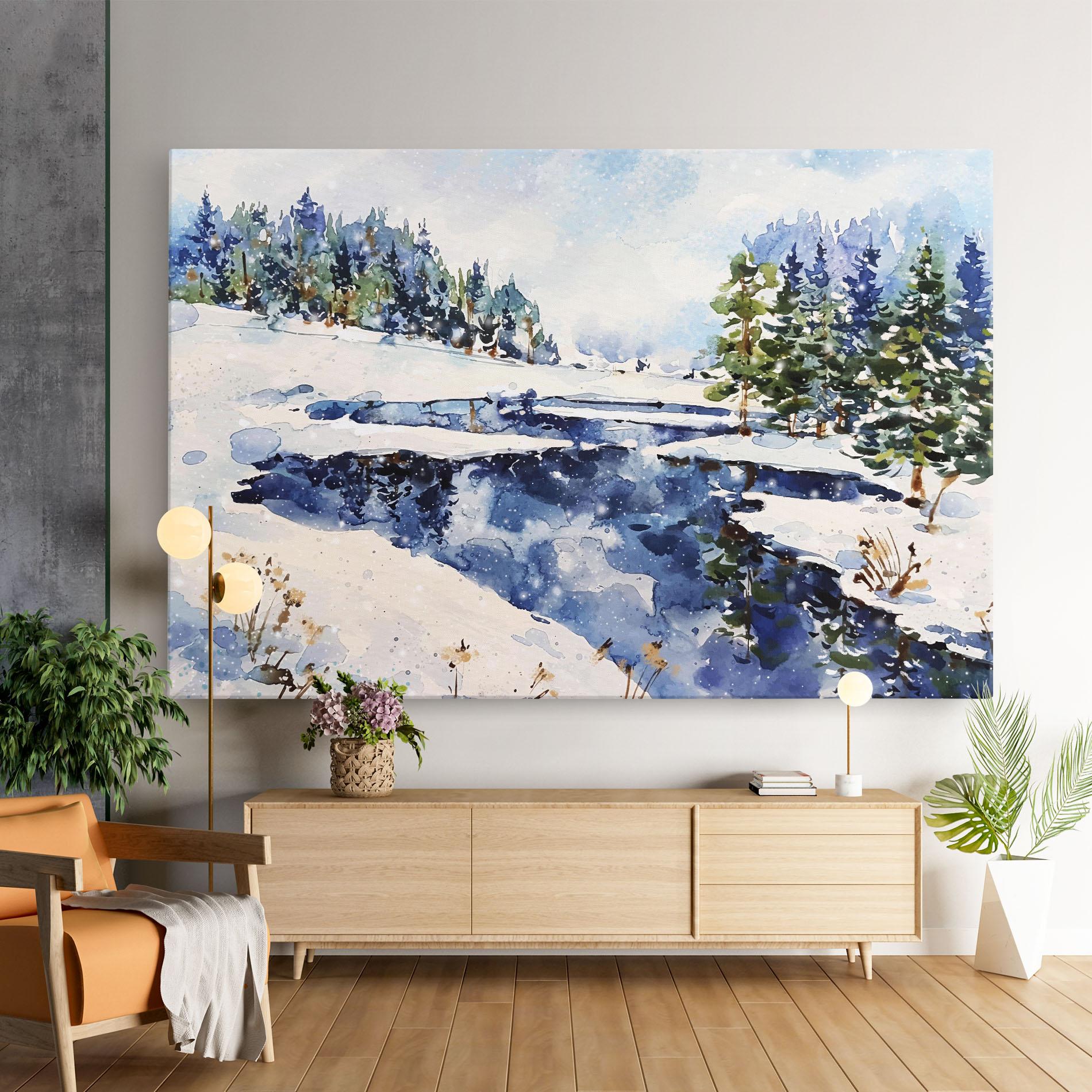 Leinwandbild Winter Painting mockup 9