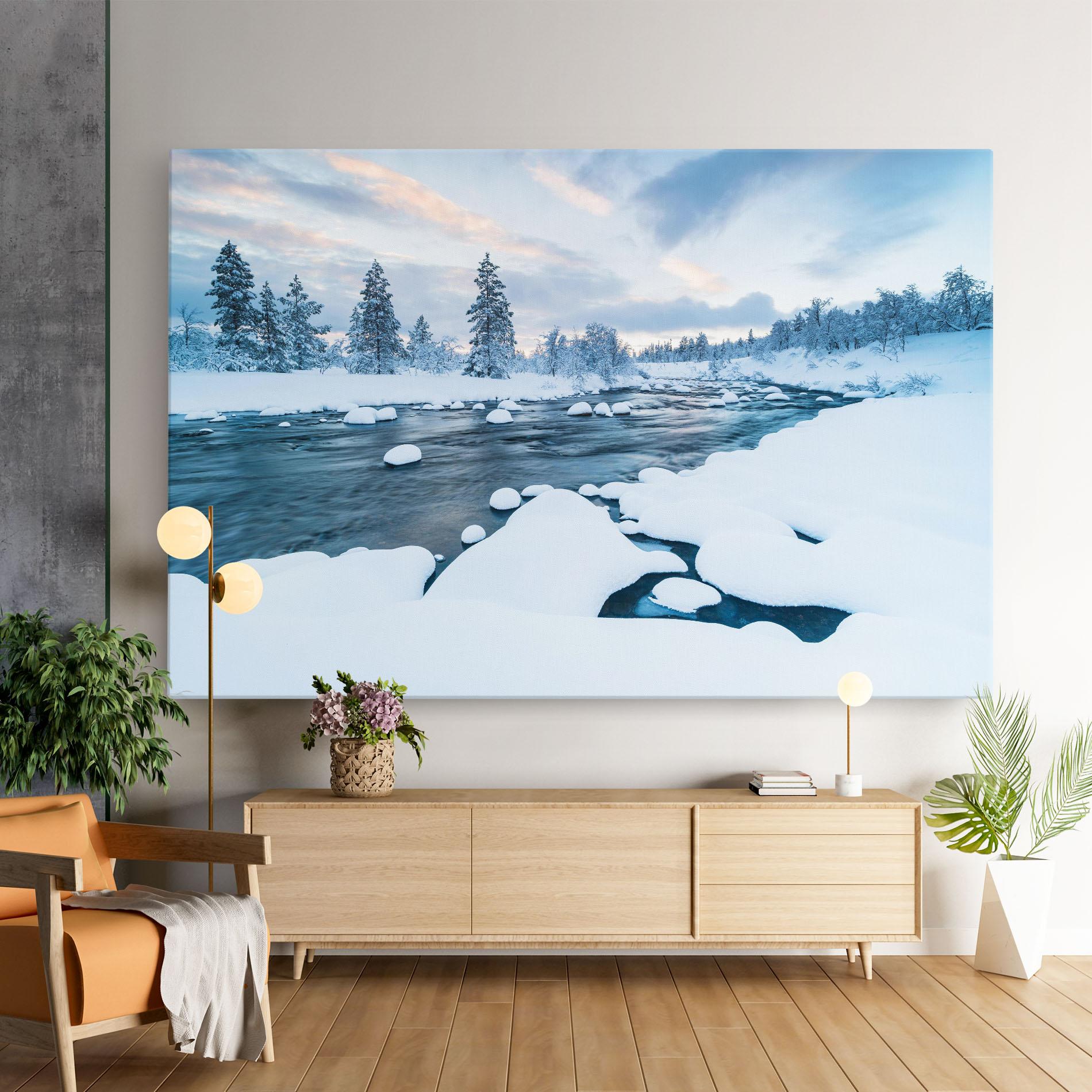 Leinwandbild Winter River mockup 9