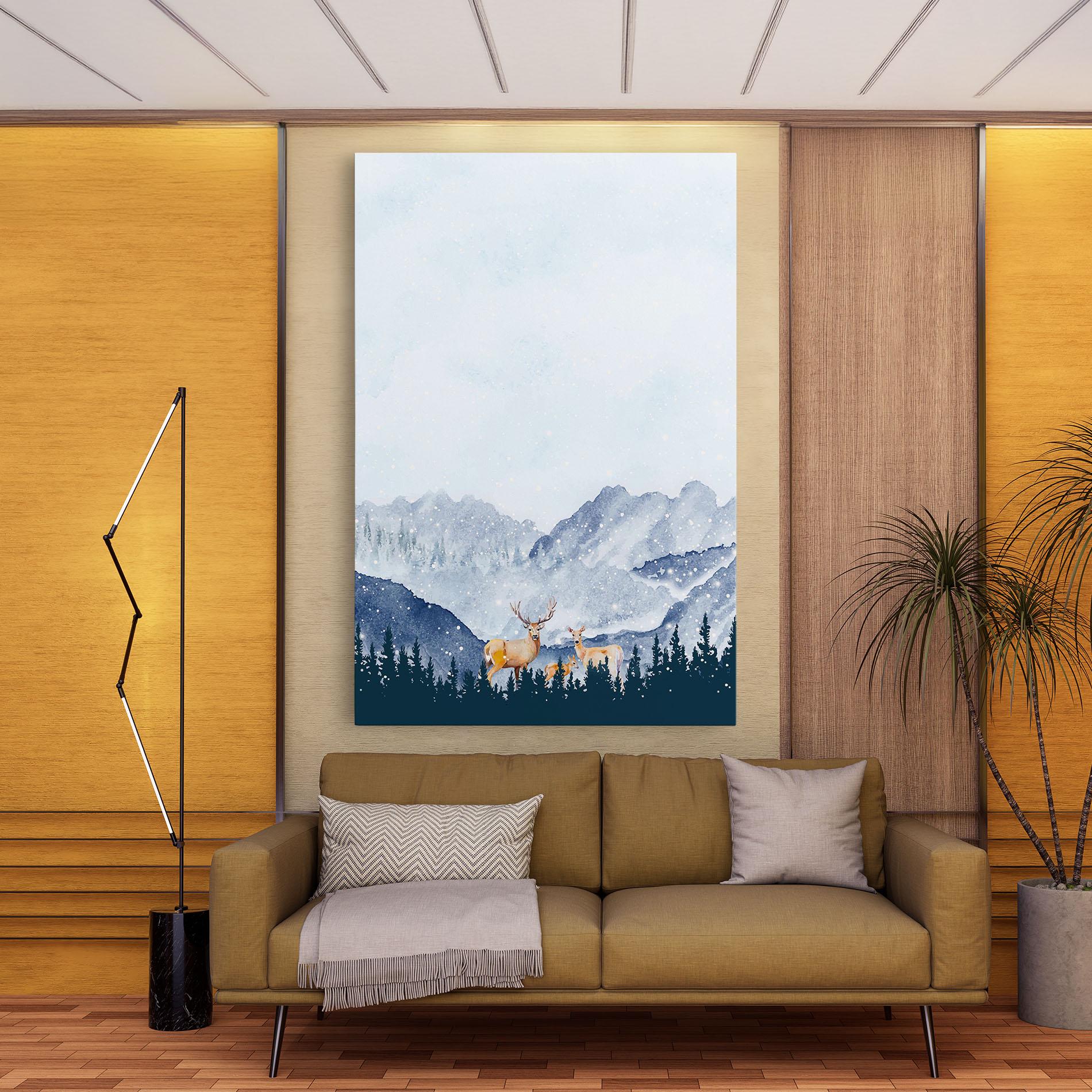 Leinwandbild Winter Deers mockup 9