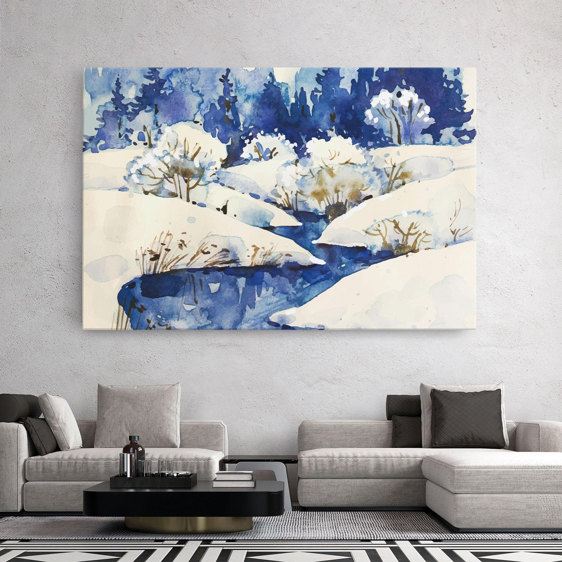 Leinwandbild Blue Trees Winter mockup 2